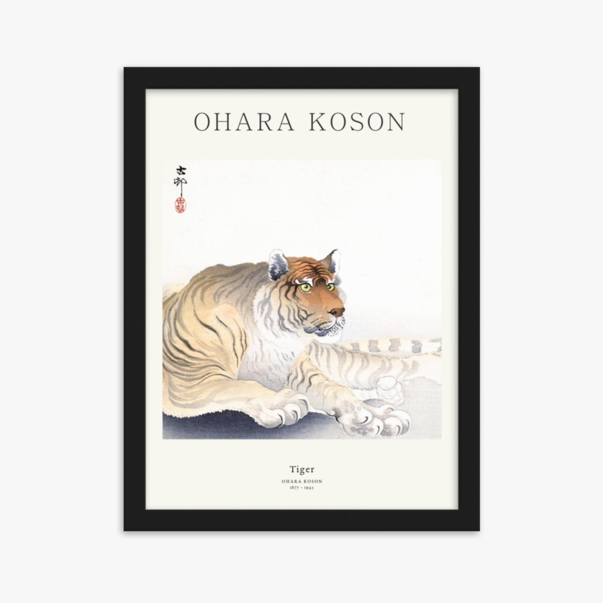 Ohara Koson - Tiger - Decoration 30x40 cm Poster With Black Frame