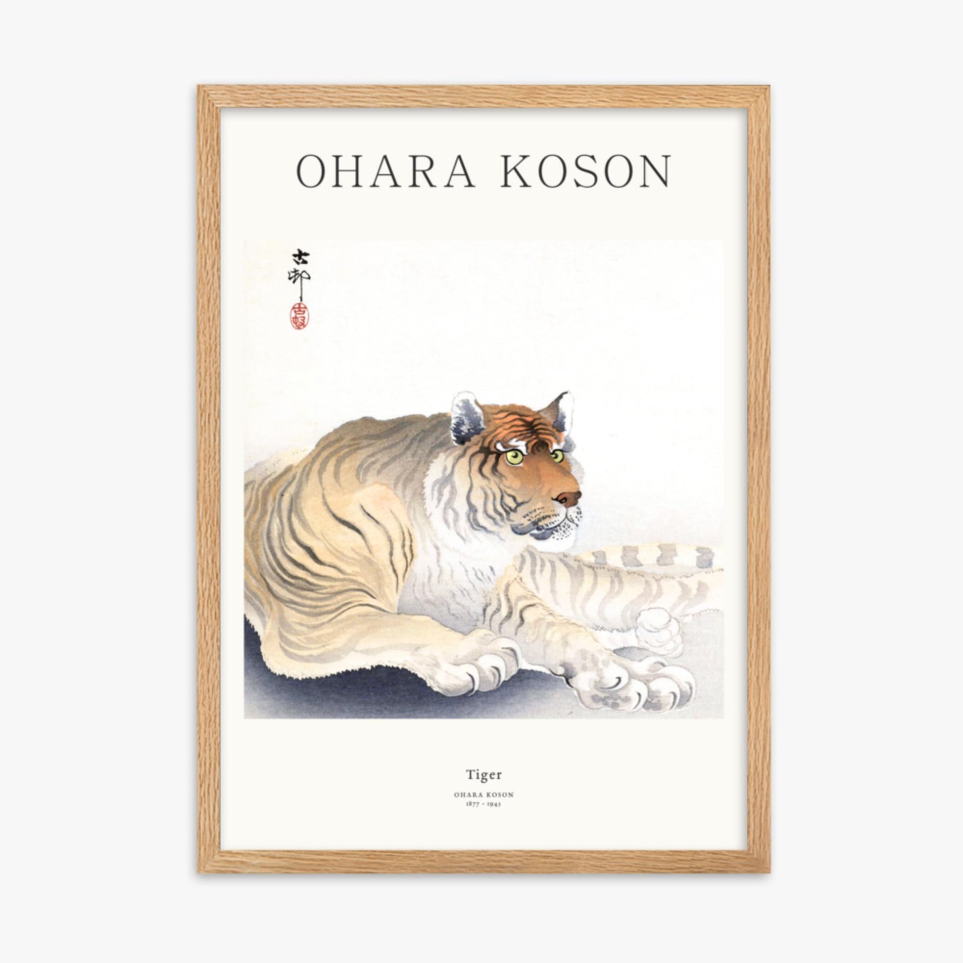 Ohara Koson - Tiger - Decoration 50x70 cm Poster With Oak Frame