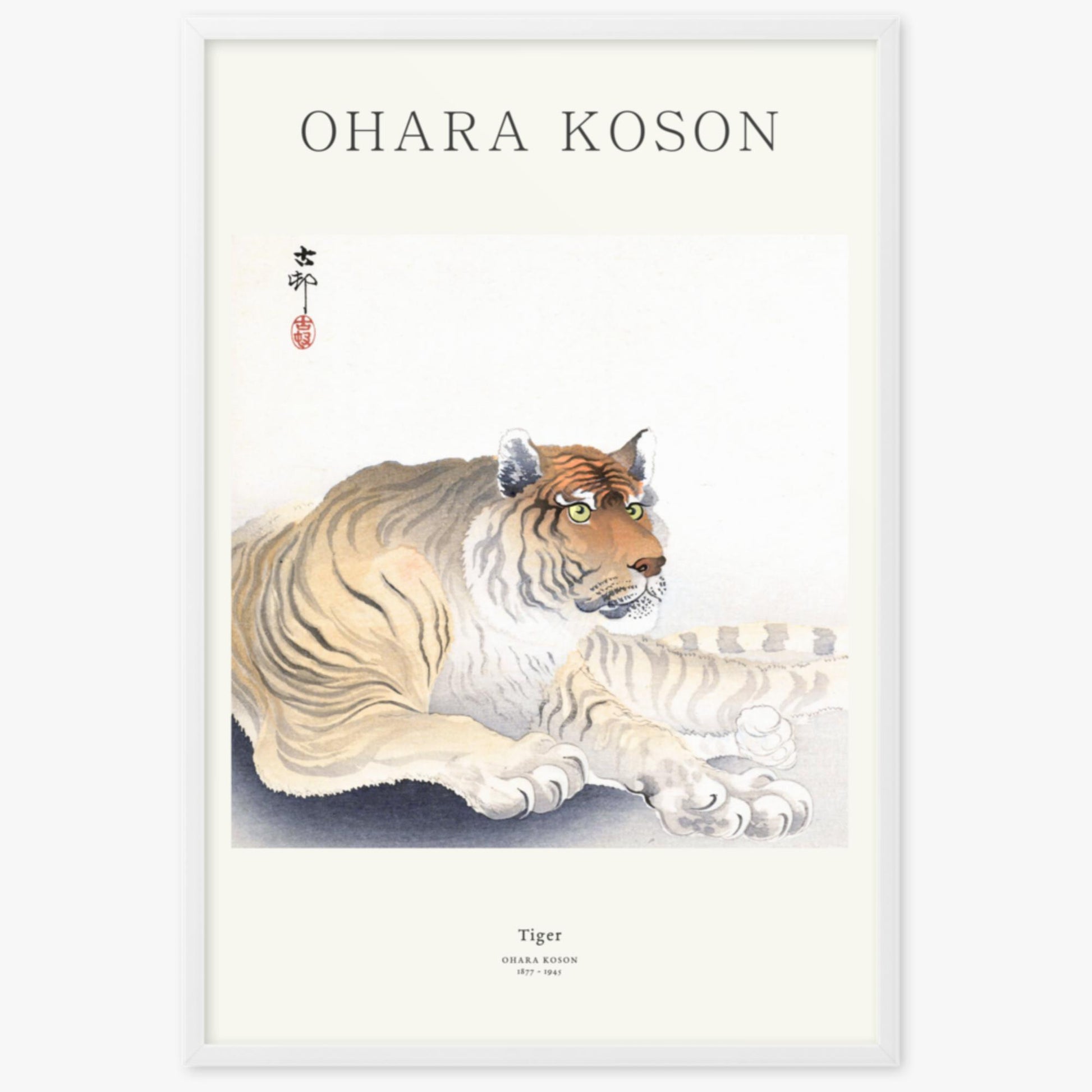 Ohara Koson - Tiger - Decoration 61x91 cm Poster With White Frame