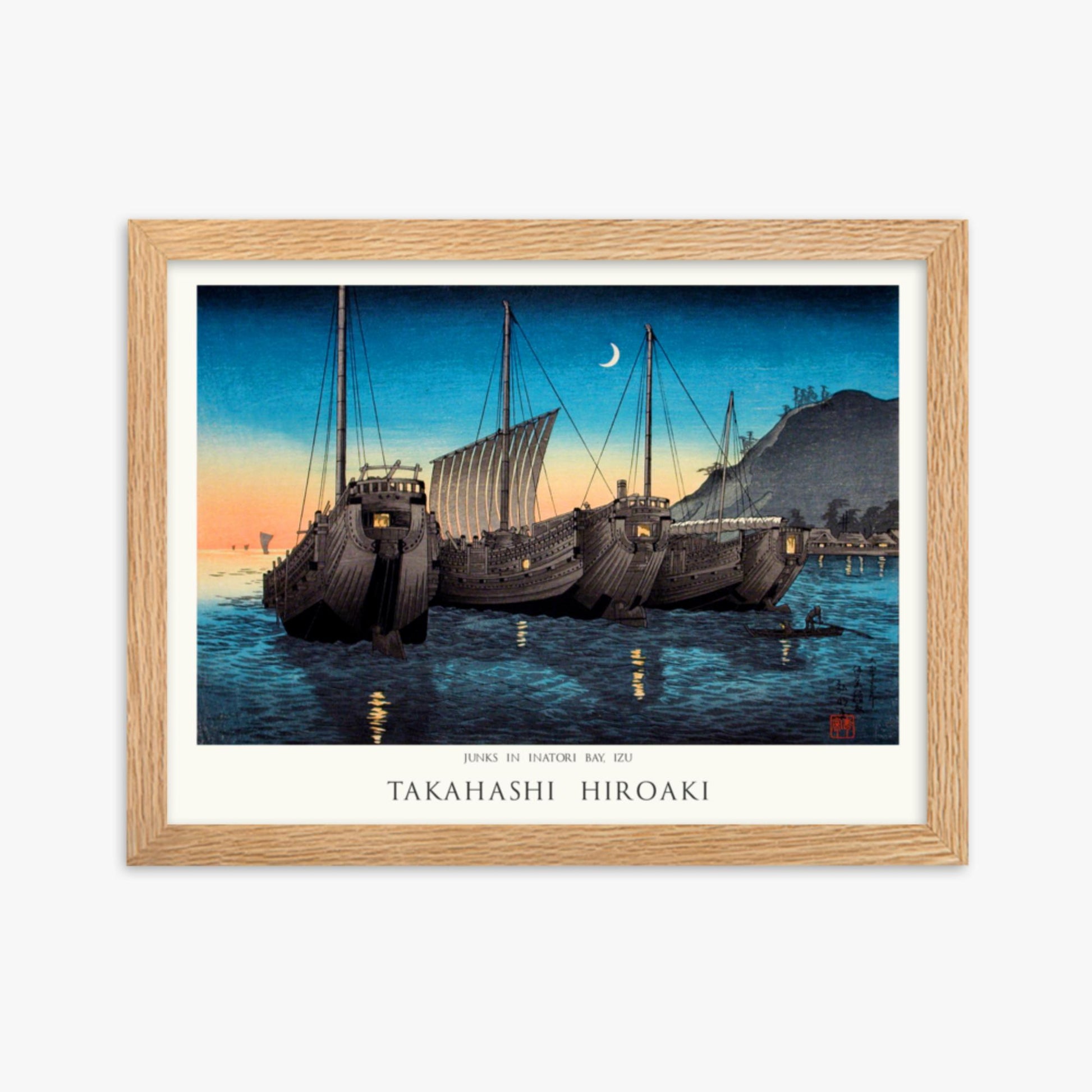 Hiroaki Takahashi - Junks in Inatori Bay, Izu - Decoration 30x40 cm Poster With Oak Frame