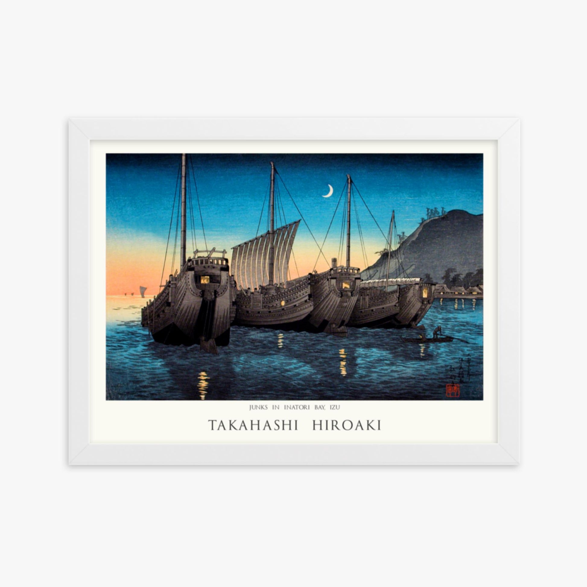 Hiroaki Takahashi - Junks in Inatori Bay, Izu - Decoration 30x40 cm Poster With White Frame