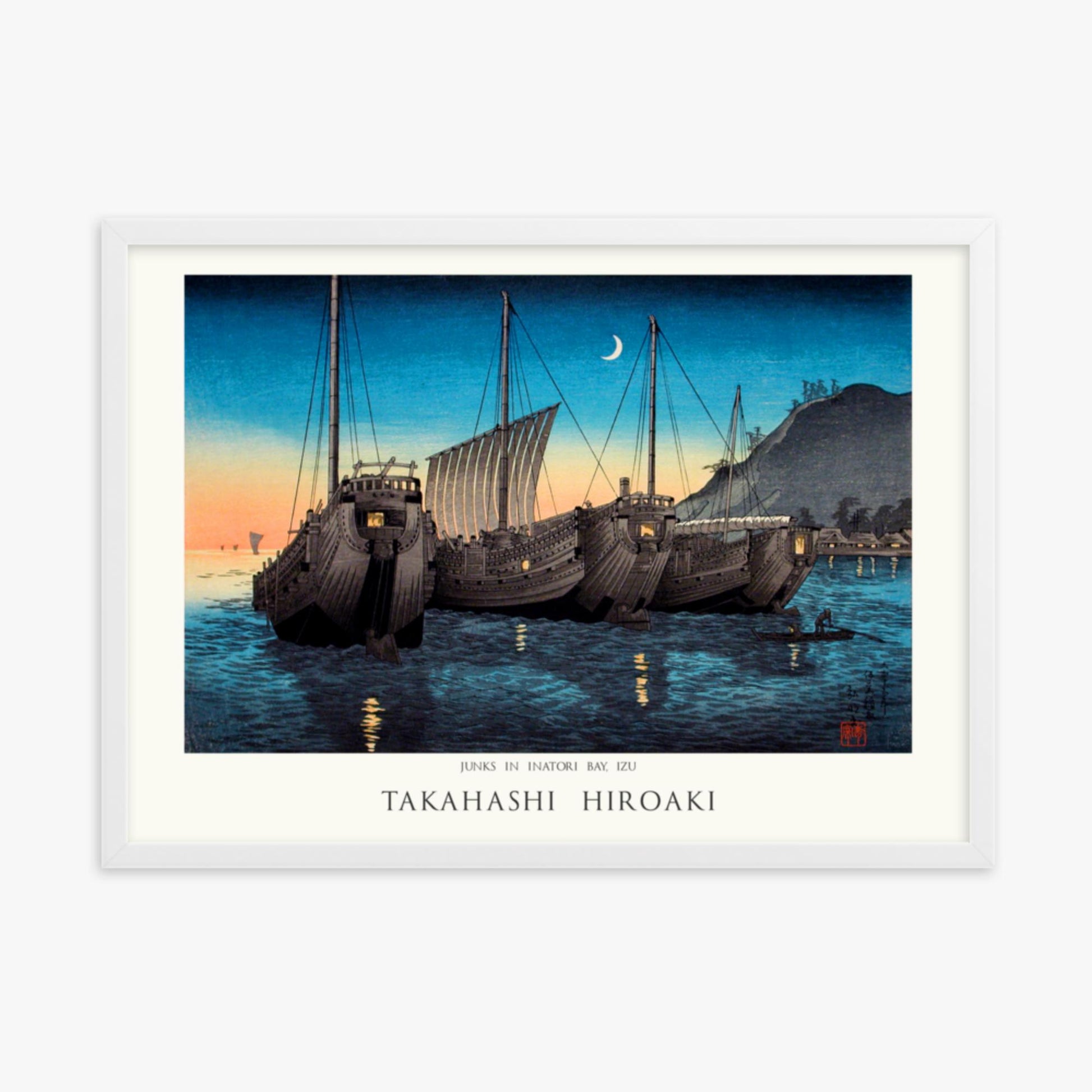 Hiroaki Takahashi - Junks in Inatori Bay, Izu - Decoration 50x70 cm Poster With White Frame