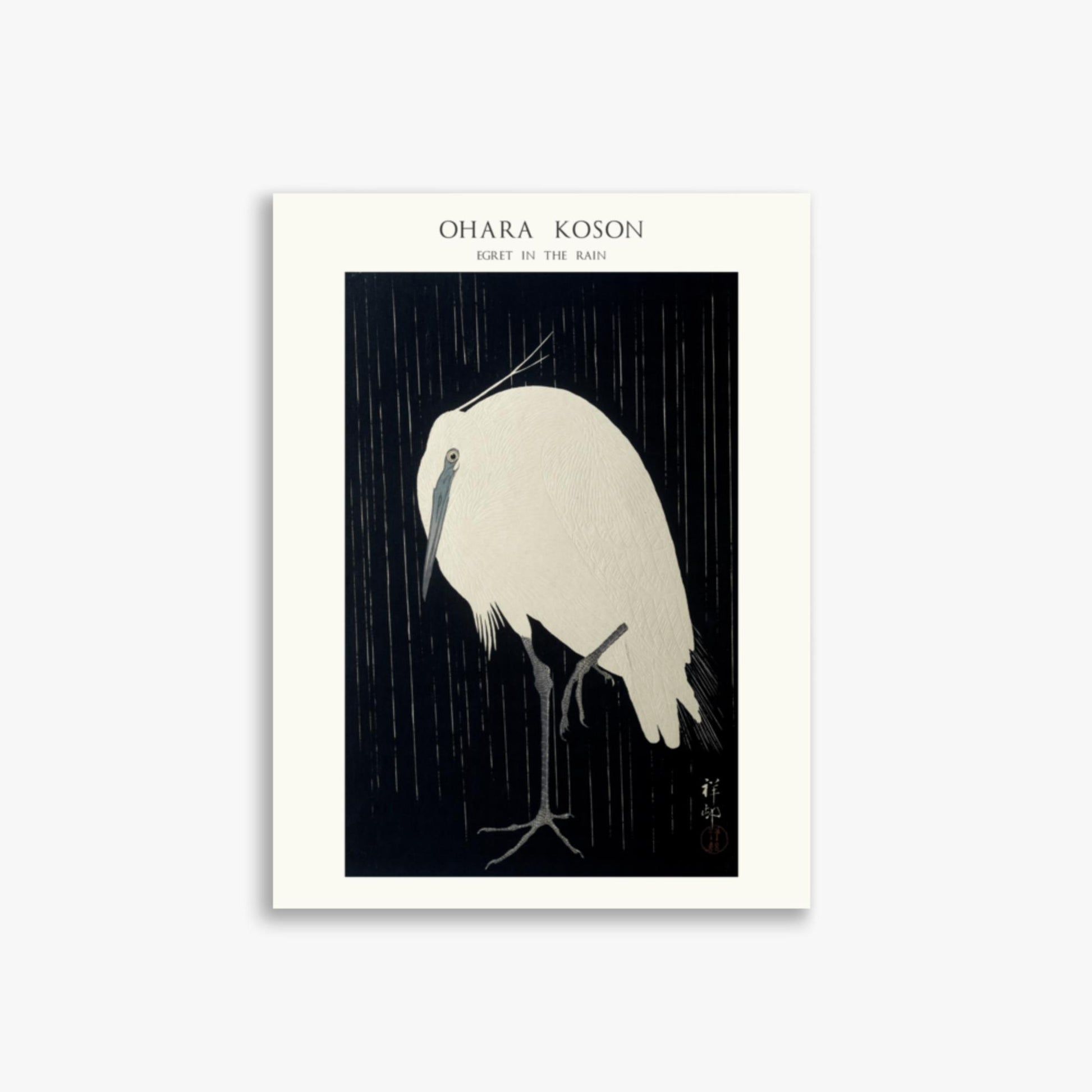 Ohara Koson: Egret in the Rain - Japandi - 30x40 cm Poster