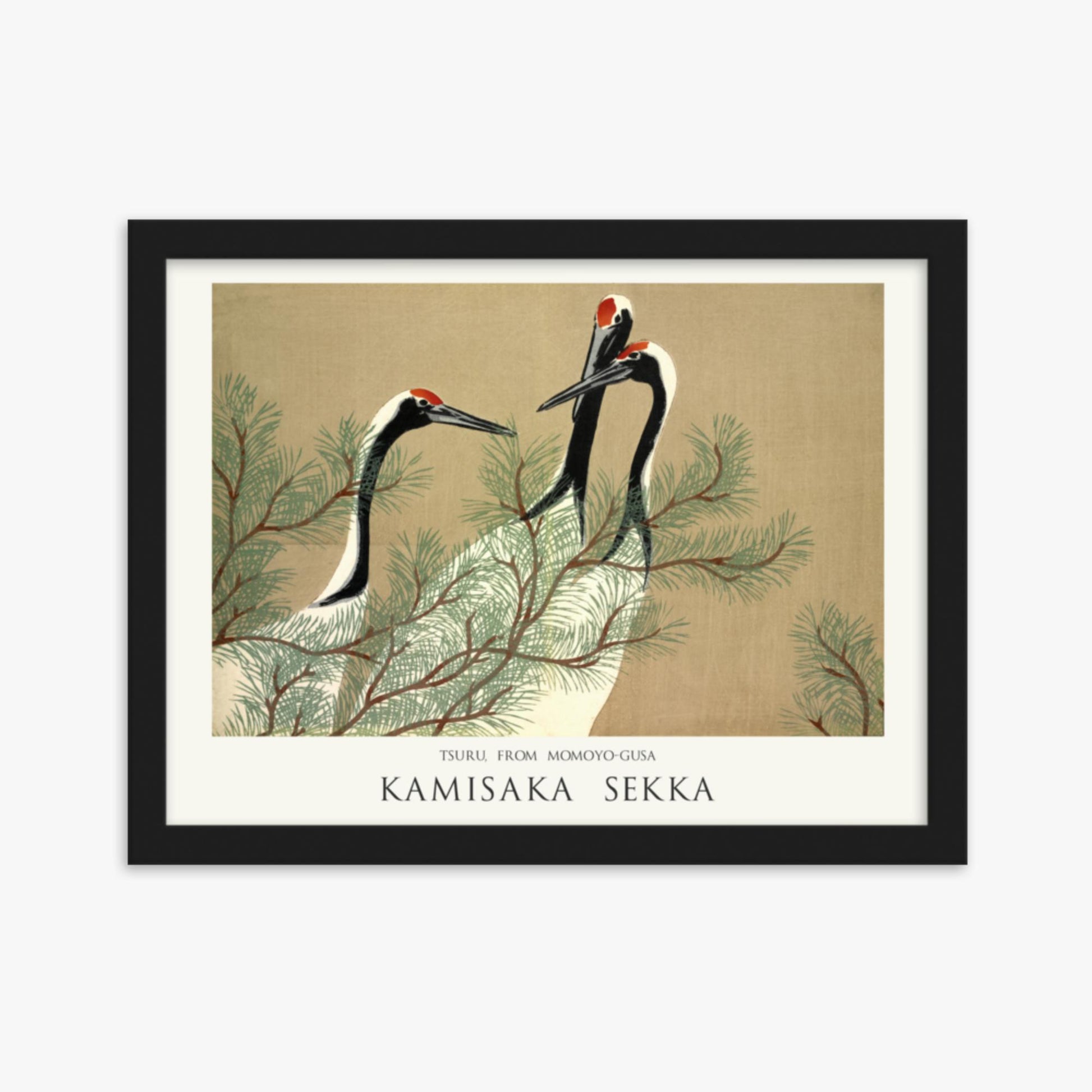 Kamisaka Sekka: Tsuru, from Momoyo-gusa - Japandi - 30x40 cm Poster With Black Frame