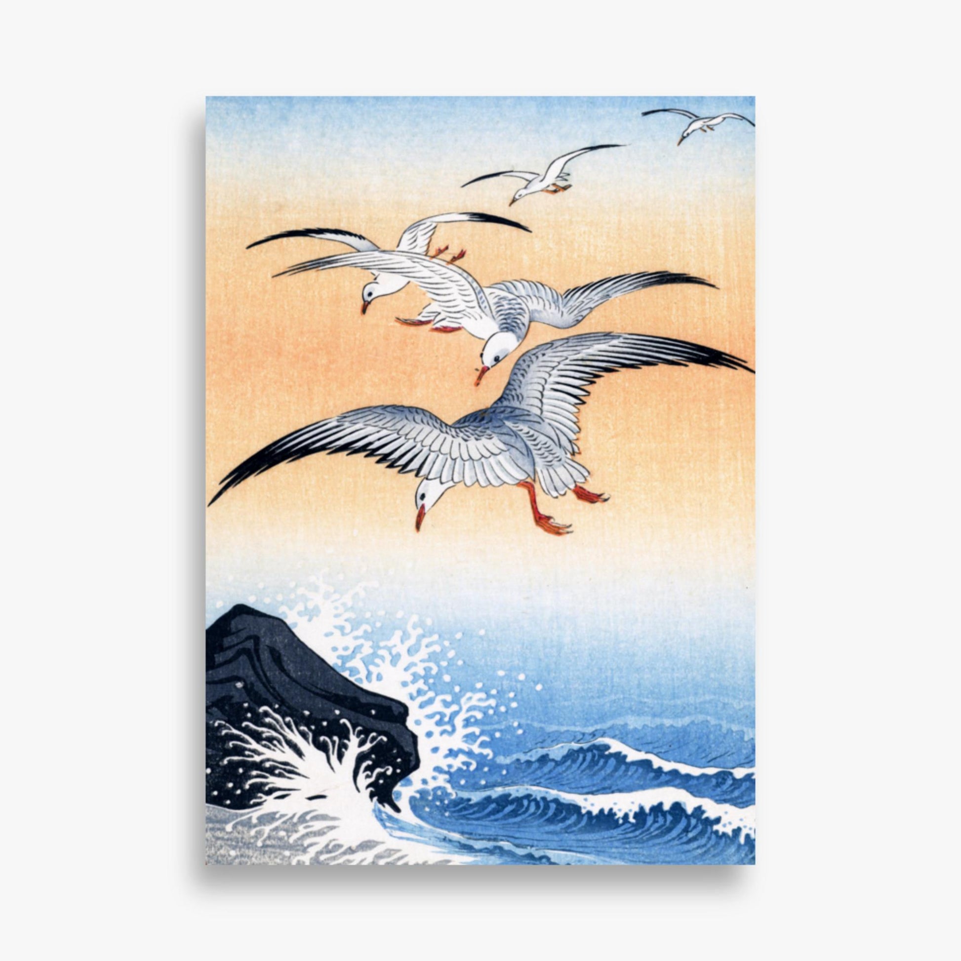 Ohara Koson - Five Seagulls Above Turbulent Sea 50x70 cm Poster