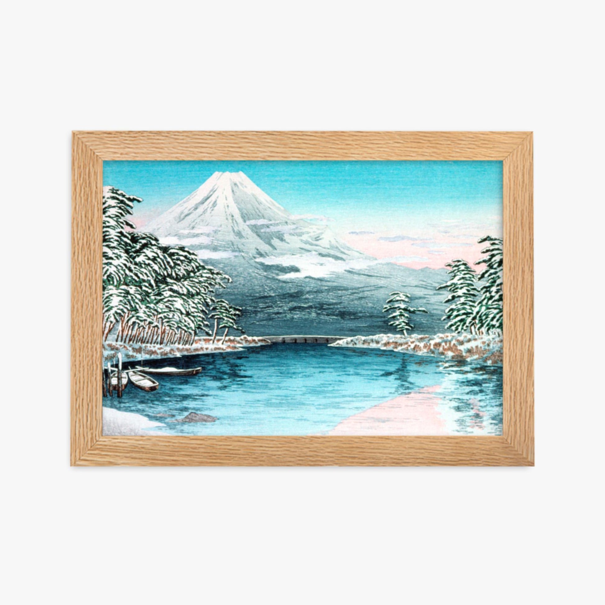 Takahashi Hiroaki (Shōtei) - Mt. Fuji from Tagonoura, Snow Scene 21x30 cm Poster With Oak Frame