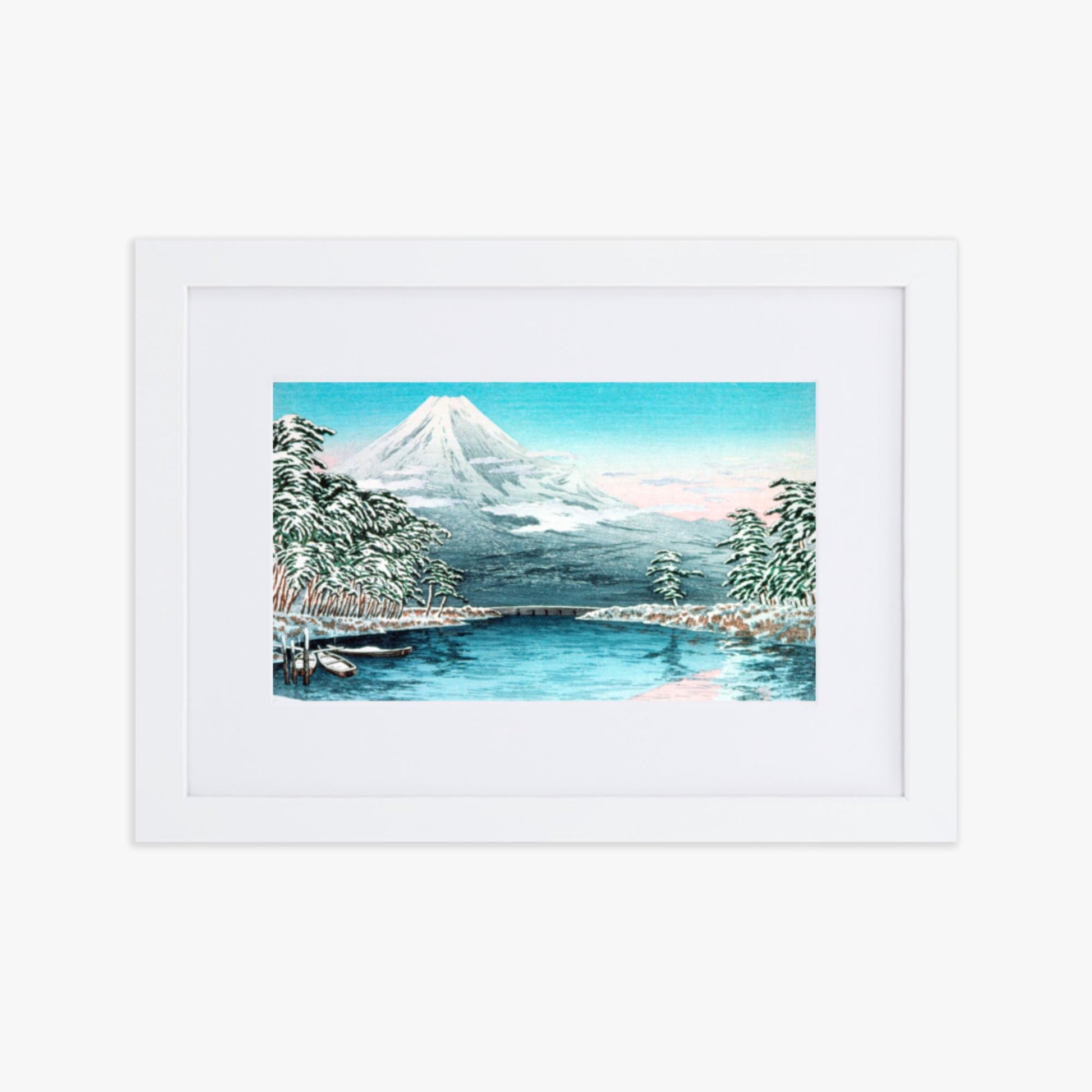 Takahashi Hiroaki (Shōtei) - Mt. Fuji from Tagonoura, Snow Scene 21x30 cm Poster With White Frame