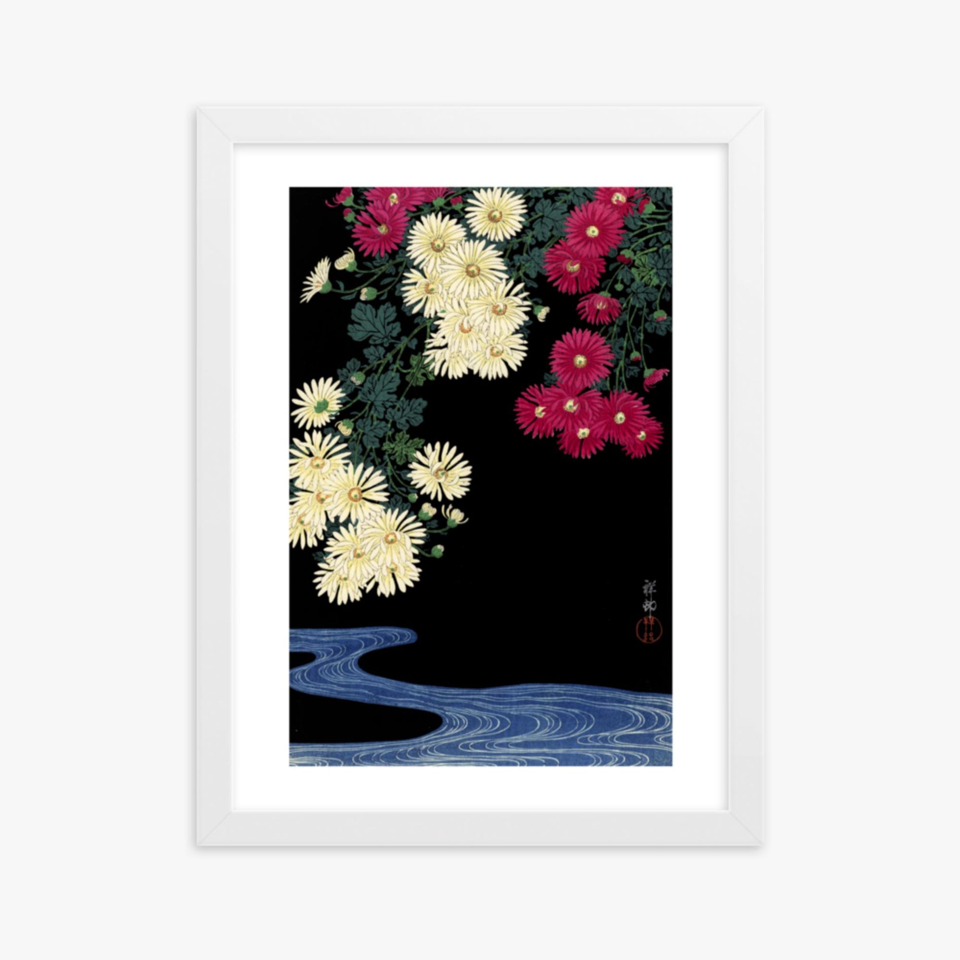 Ohara Koson - Chrysanthemums 30x40 cm Poster With White Frame