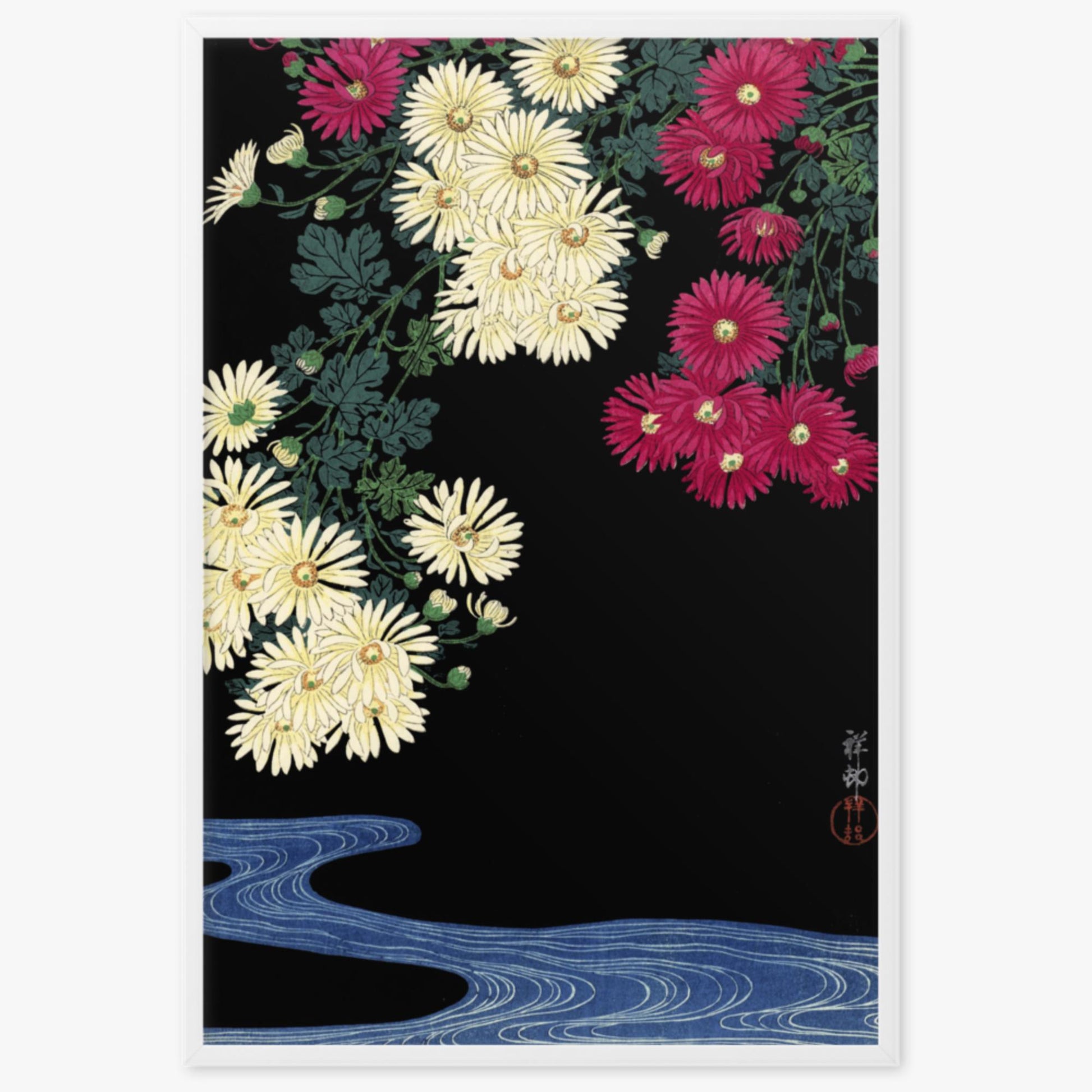 Ohara Koson - Chrysanthemums 61x91 cm Poster With White Frame