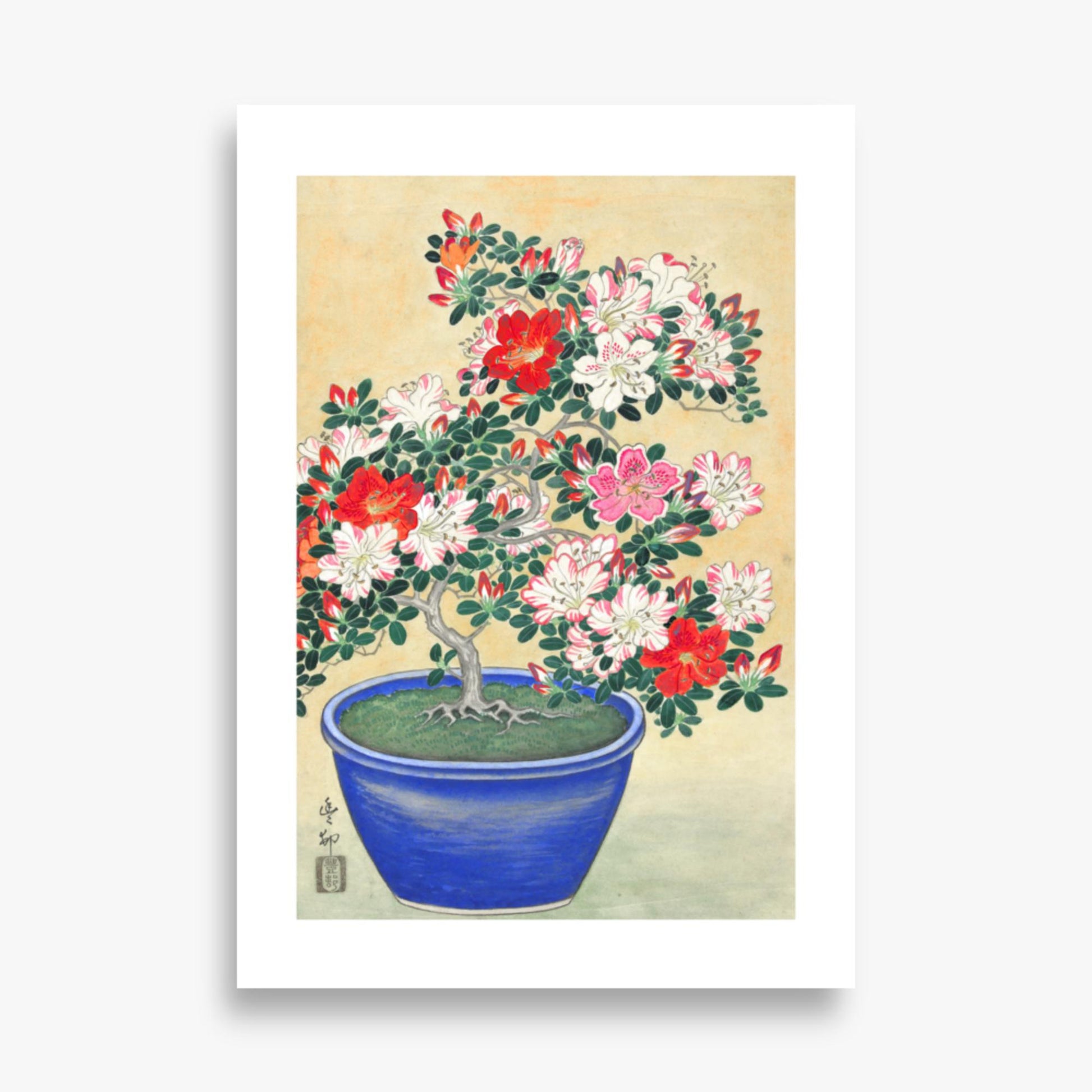 Ohara Koson - Blooming Azalea in Blue Pot 70x100 cm Poster