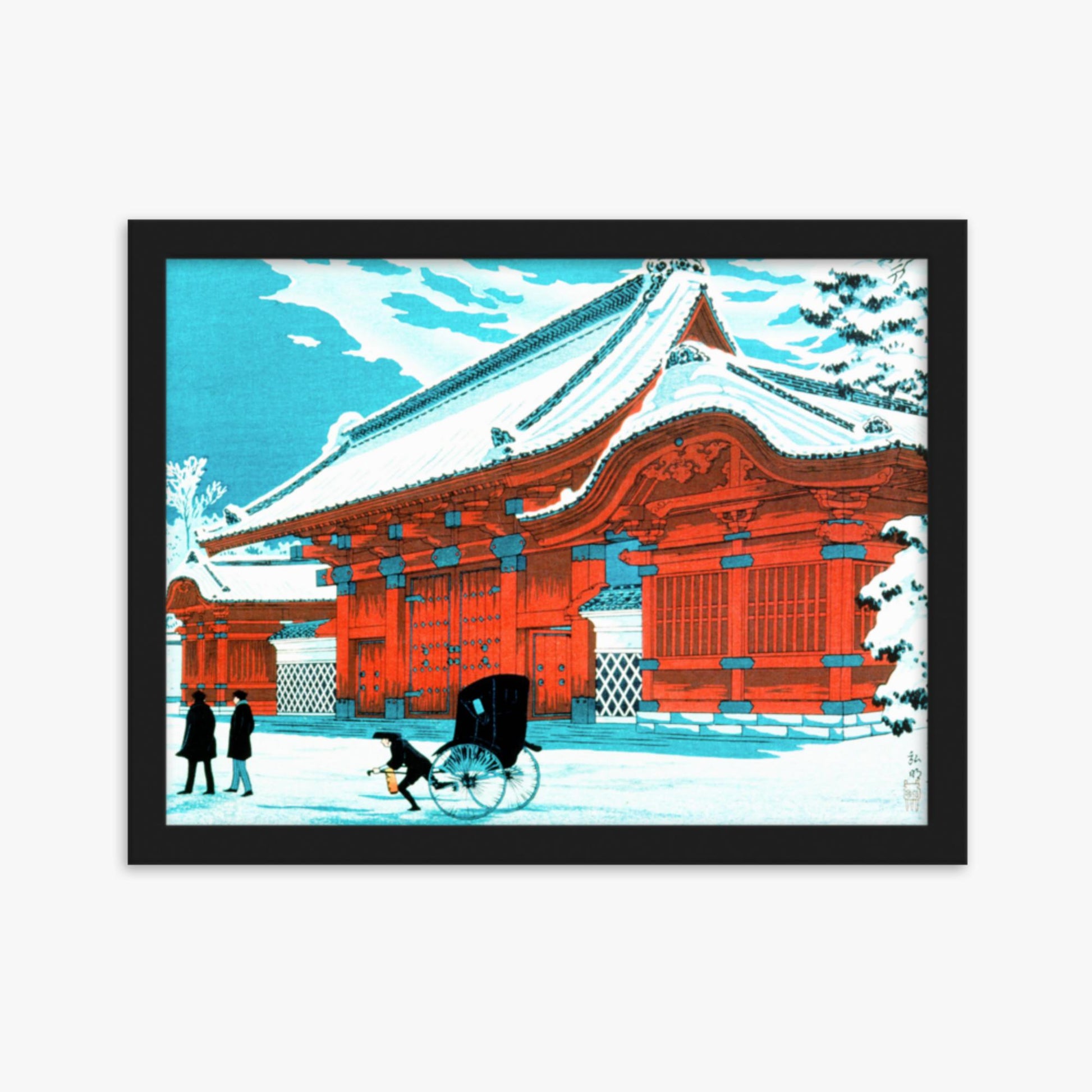 Takahashi Hiroaki (Shōtei) - The Red Gate of Hongo in Snow 30x40 cm Poster With Black Frame