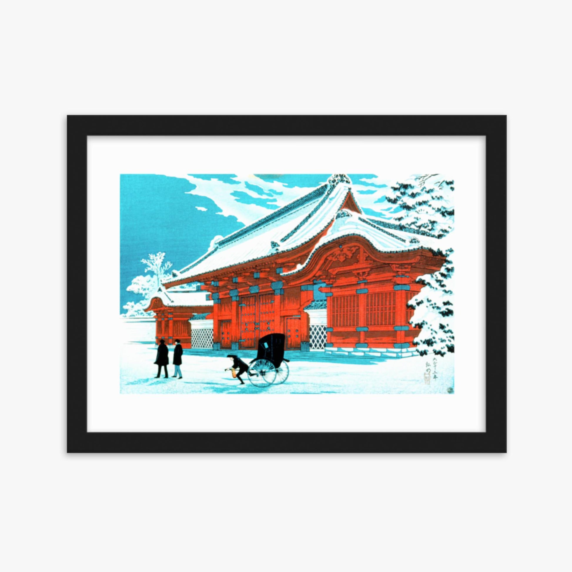 Takahashi Hiroaki (Shōtei) - The Red Gate of Hongo in Snow 30x40 cm Poster With Black Frame