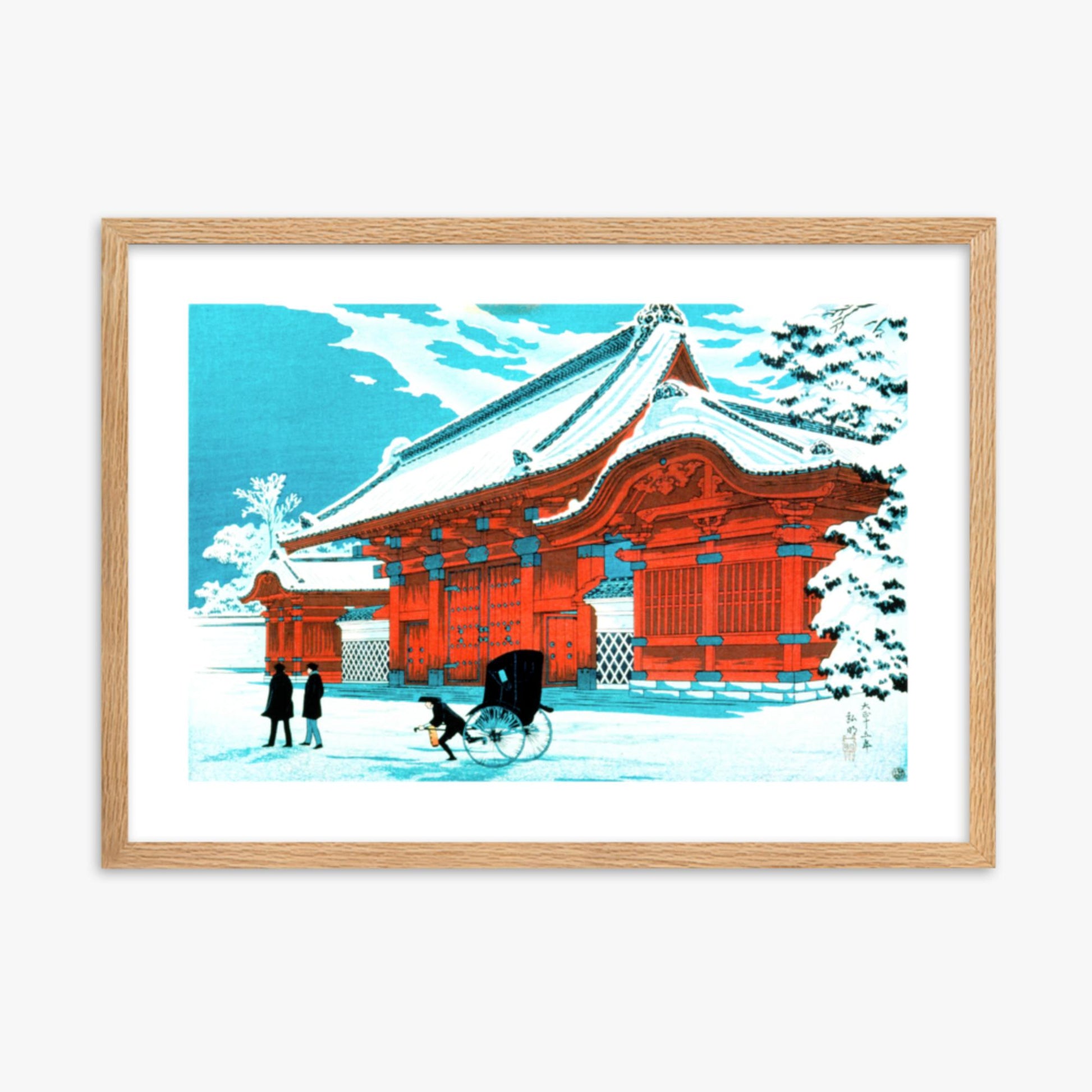 Takahashi Hiroaki (Shōtei) - The Red Gate of Hongo in Snow 50x70 cm Poster With Oak Frame