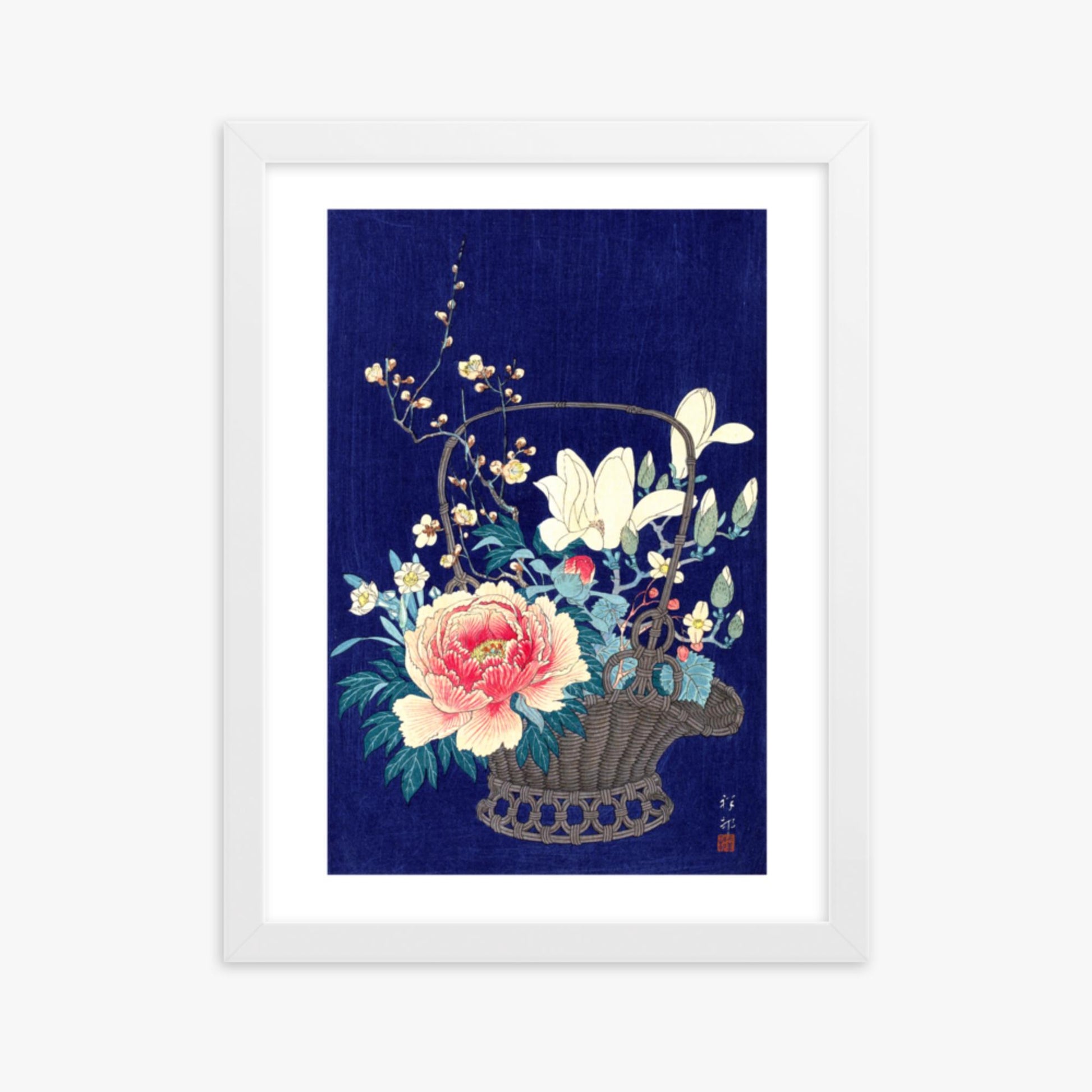 Ohara Koson - Bamboo Flower Basket 30x40 cm Poster With White Frame