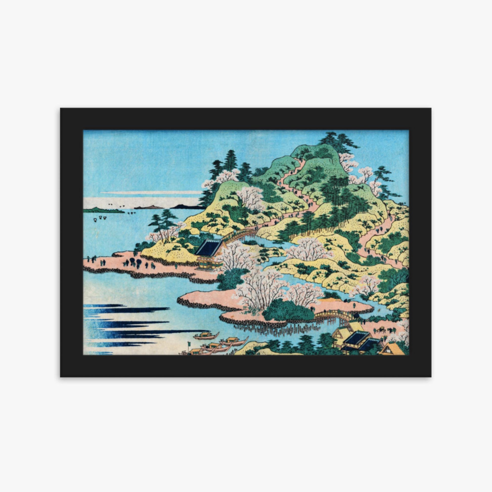 Katsushika Hokusai - Sesshu Ajigawaguchi Tenposan  21x30 cm Poster With Black Frame