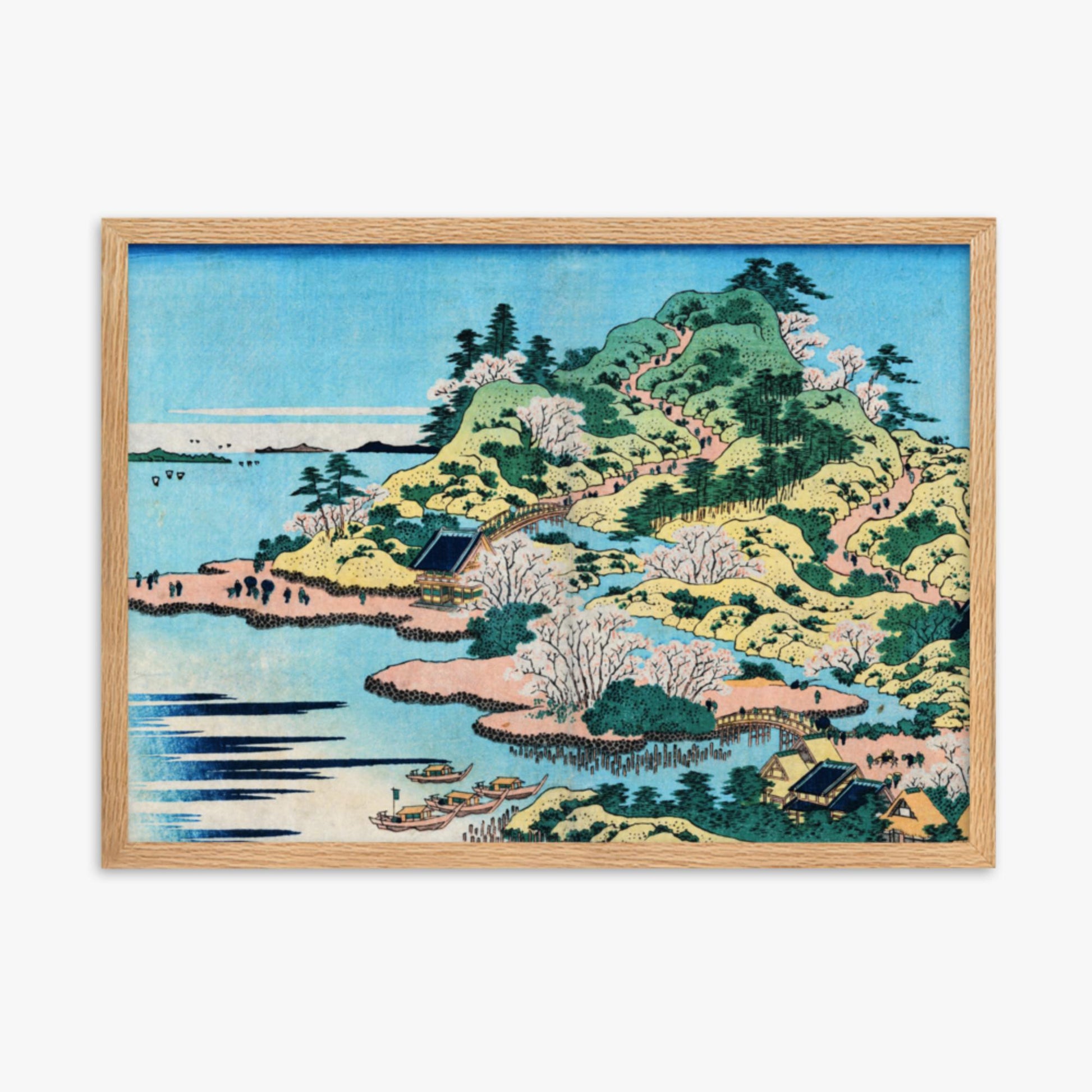 Katsushika Hokusai - Sesshu Ajigawaguchi Tenposan  50x70 cm Poster With Oak Frame