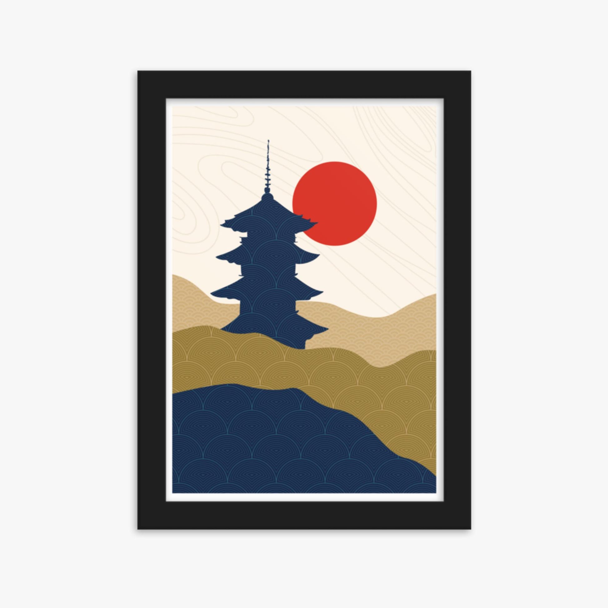 Modern illustration: Shrine in the Sun 21x30 cm Poster With Black Frame Frame