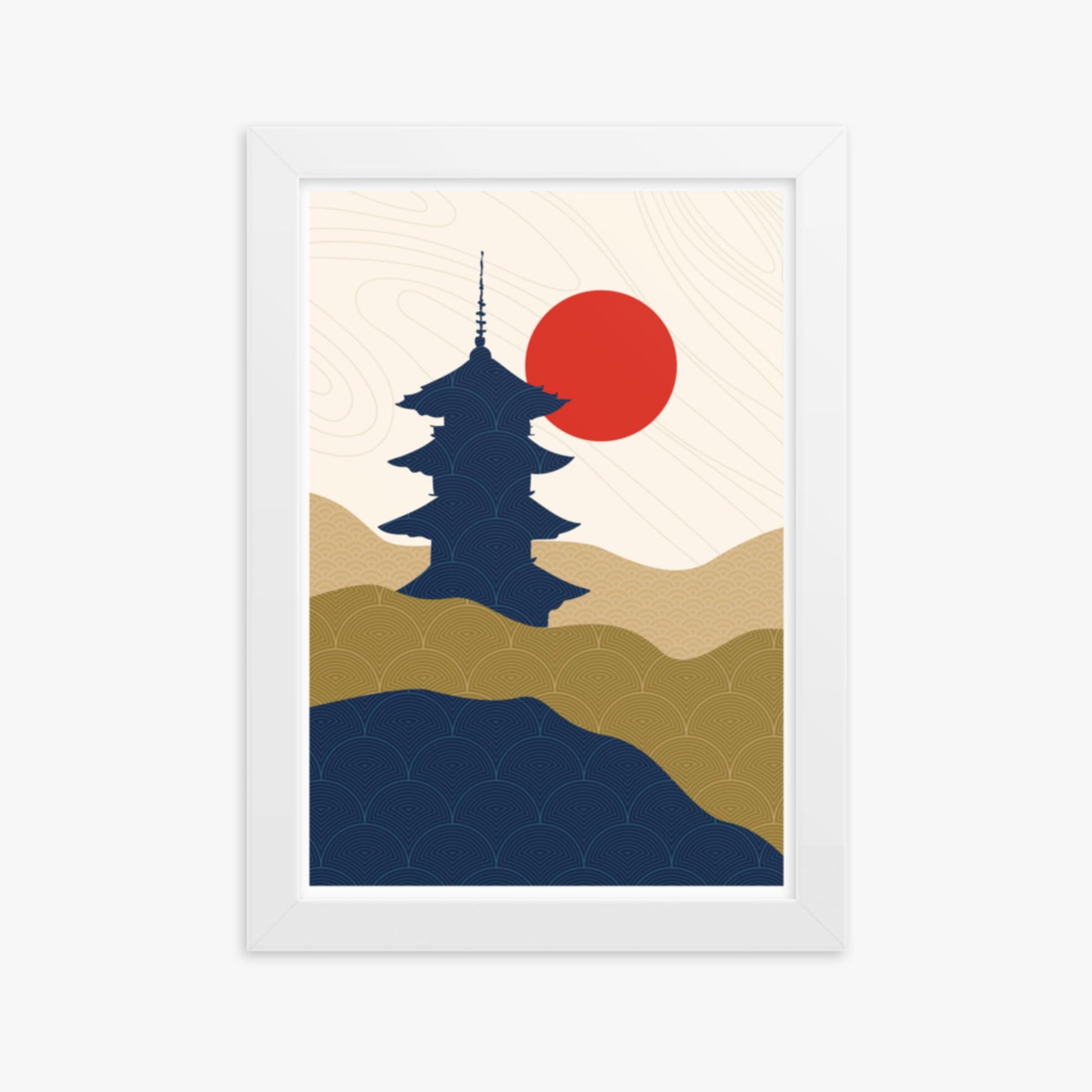 Modern illustration: Shrine in the Sun 21x30 cm Poster With White Frame Frame