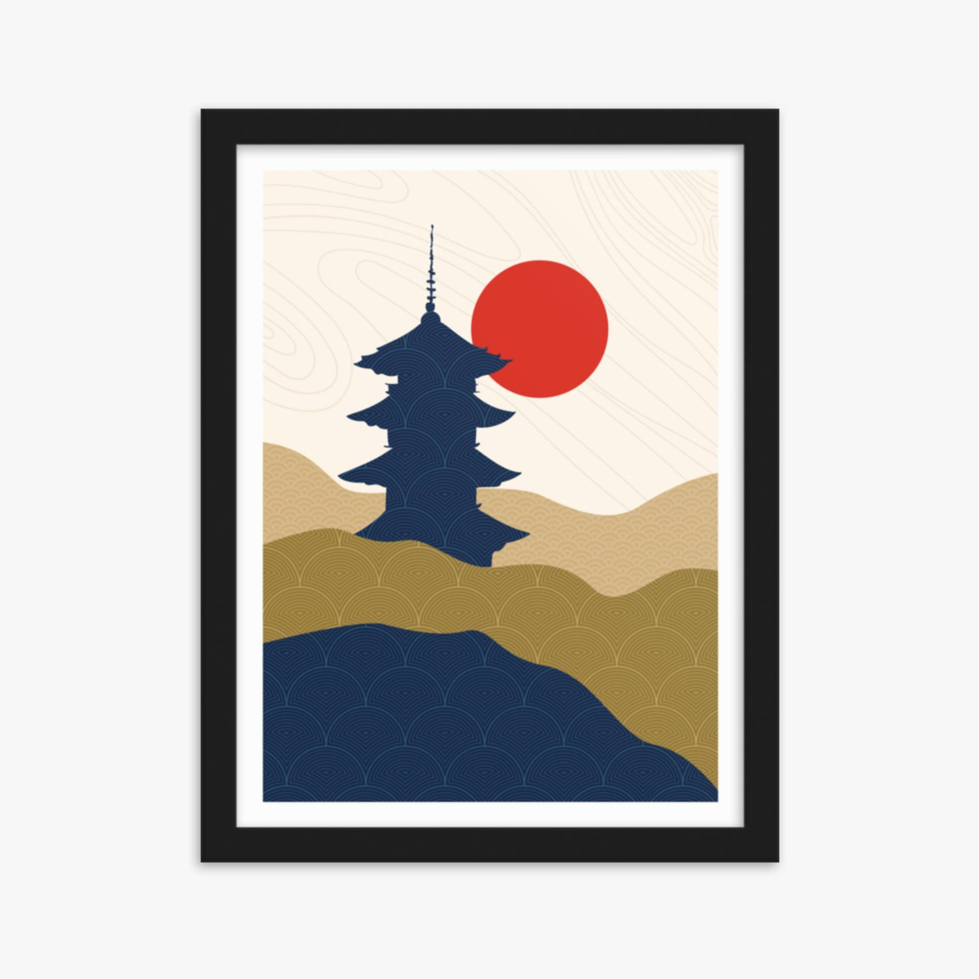 Modern illustration: Shrine in the Sun 30x40 cm Poster With Black Frame Frame