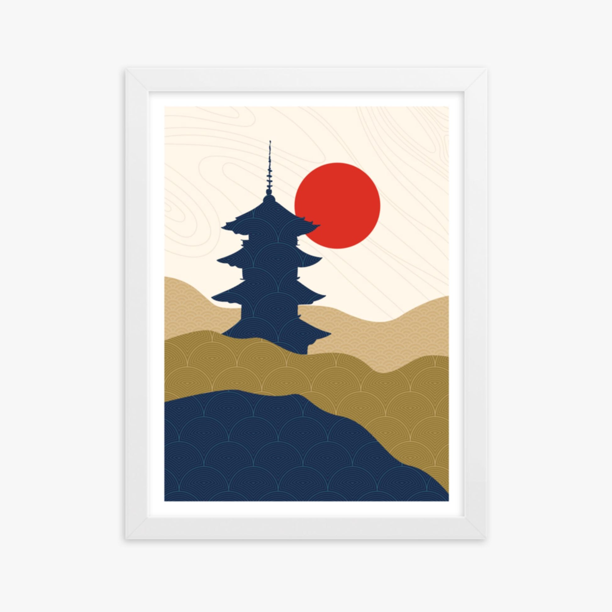 Modern illustration: Shrine in the Sun 30x40 cm Poster With White Frame Frame