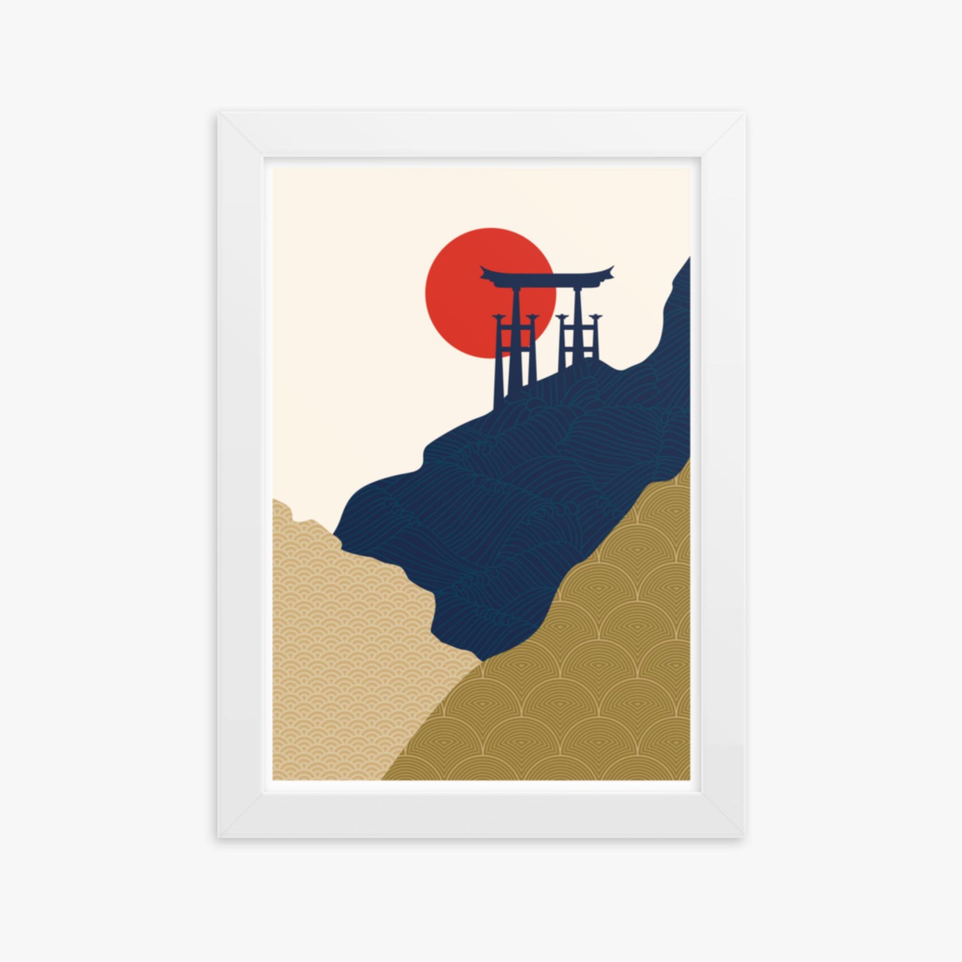 Modern illustration: Torii Gate in the Sun 21x30 cm Poster With White Frame Frame