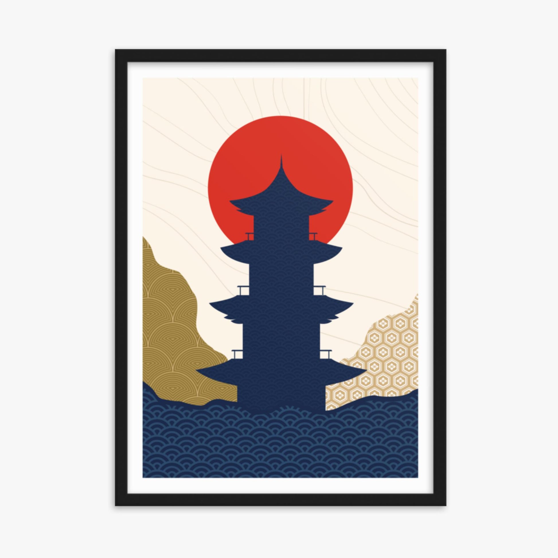 Modern illustration: Shrine in the Sun 2 50x70 cm Poster With Black Frame Frame