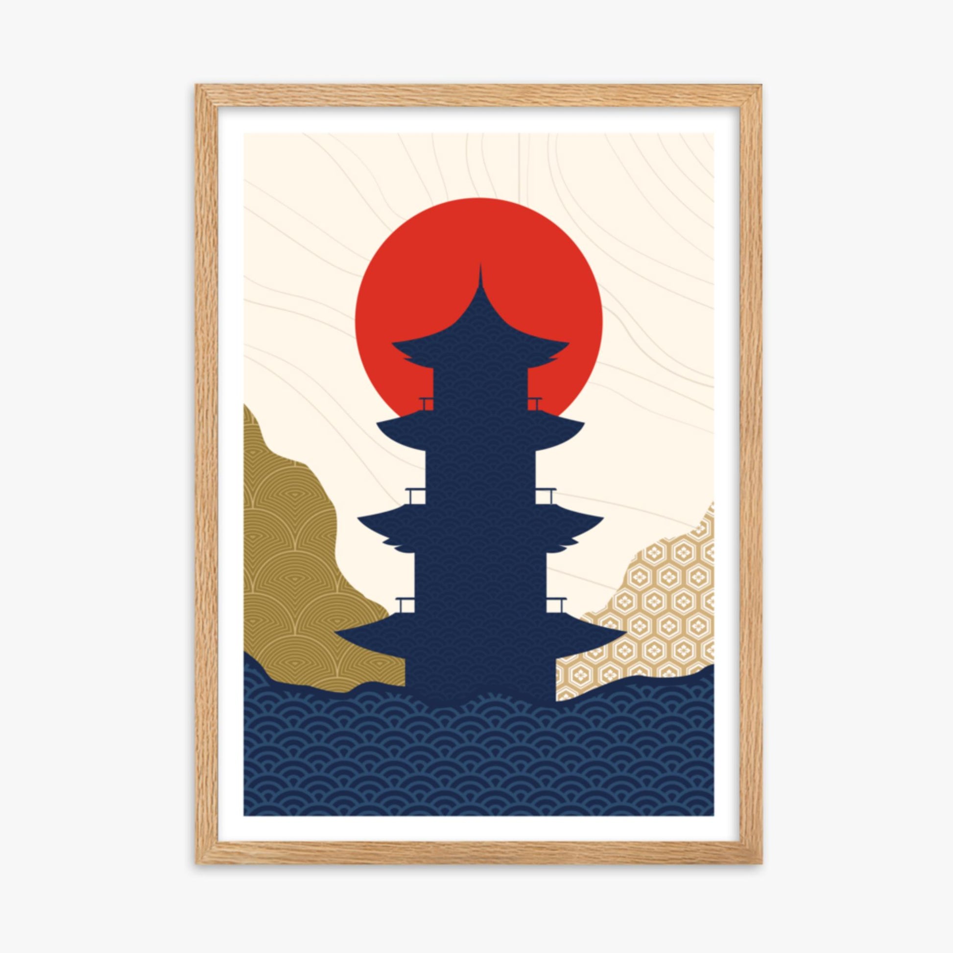 Modern illustration: Shrine in the Sun 2 50x70 cm Poster With Oak Frame Frame