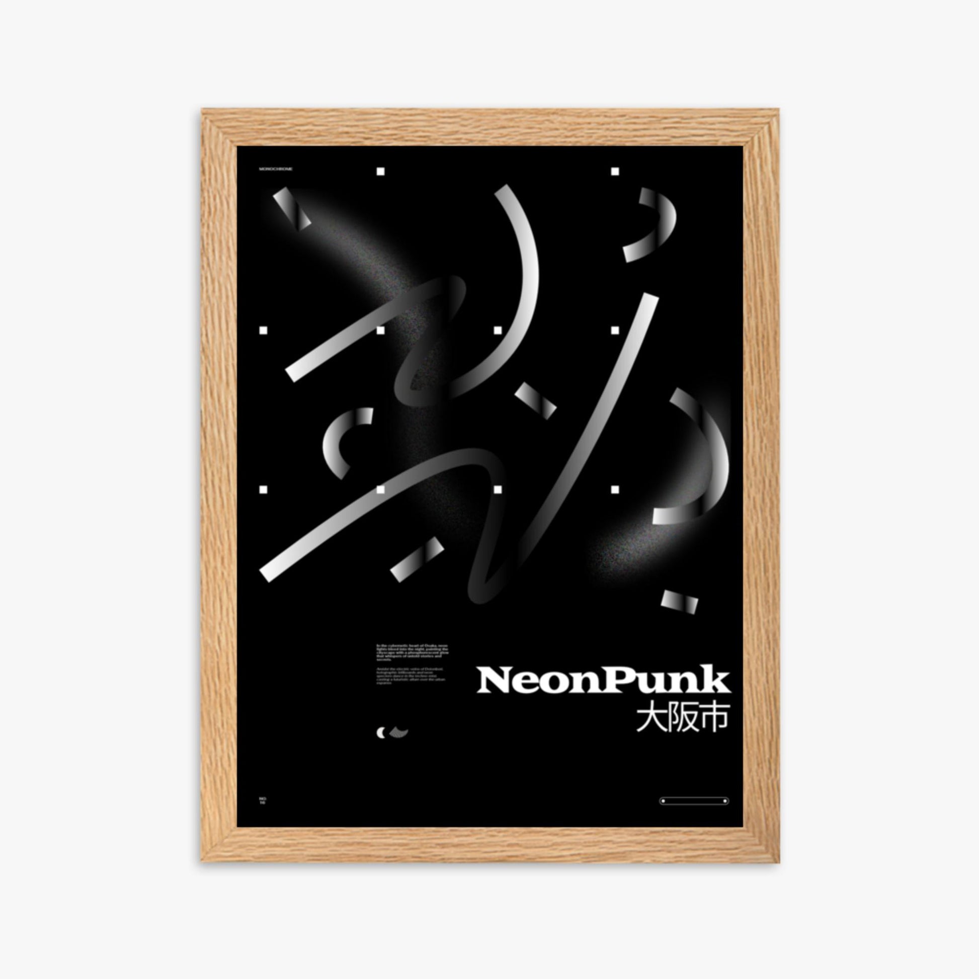 Modern illustration: Monochrome Lines 30x40 cm Poster With Oak Frame Frame