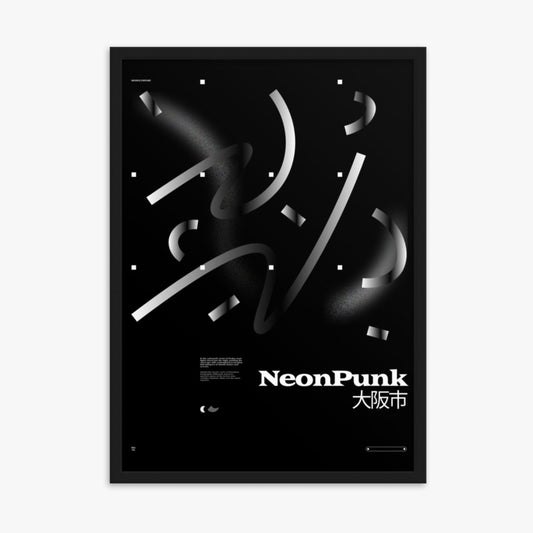 Modern illustration: Monochrome Lines 50x70 cm Poster With Black Frame Frame