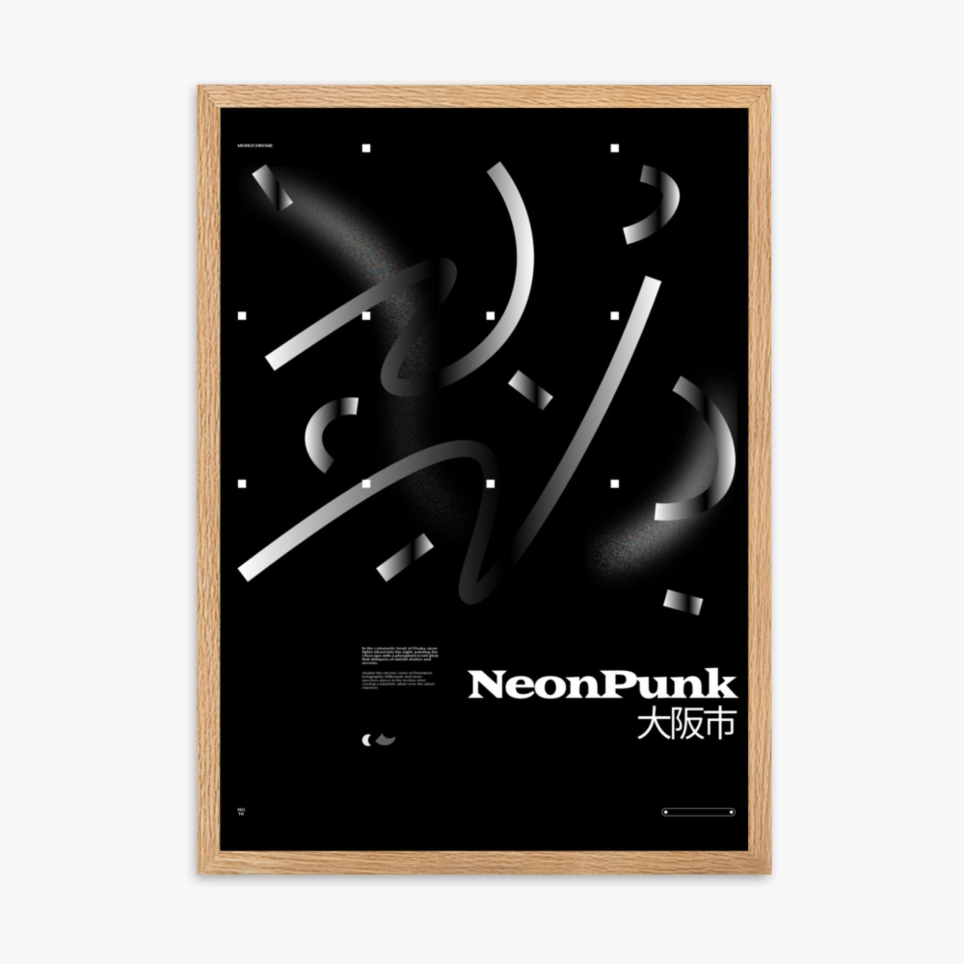 Modern illustration: Monochrome Lines 50x70 cm Poster With Oak Frame Frame