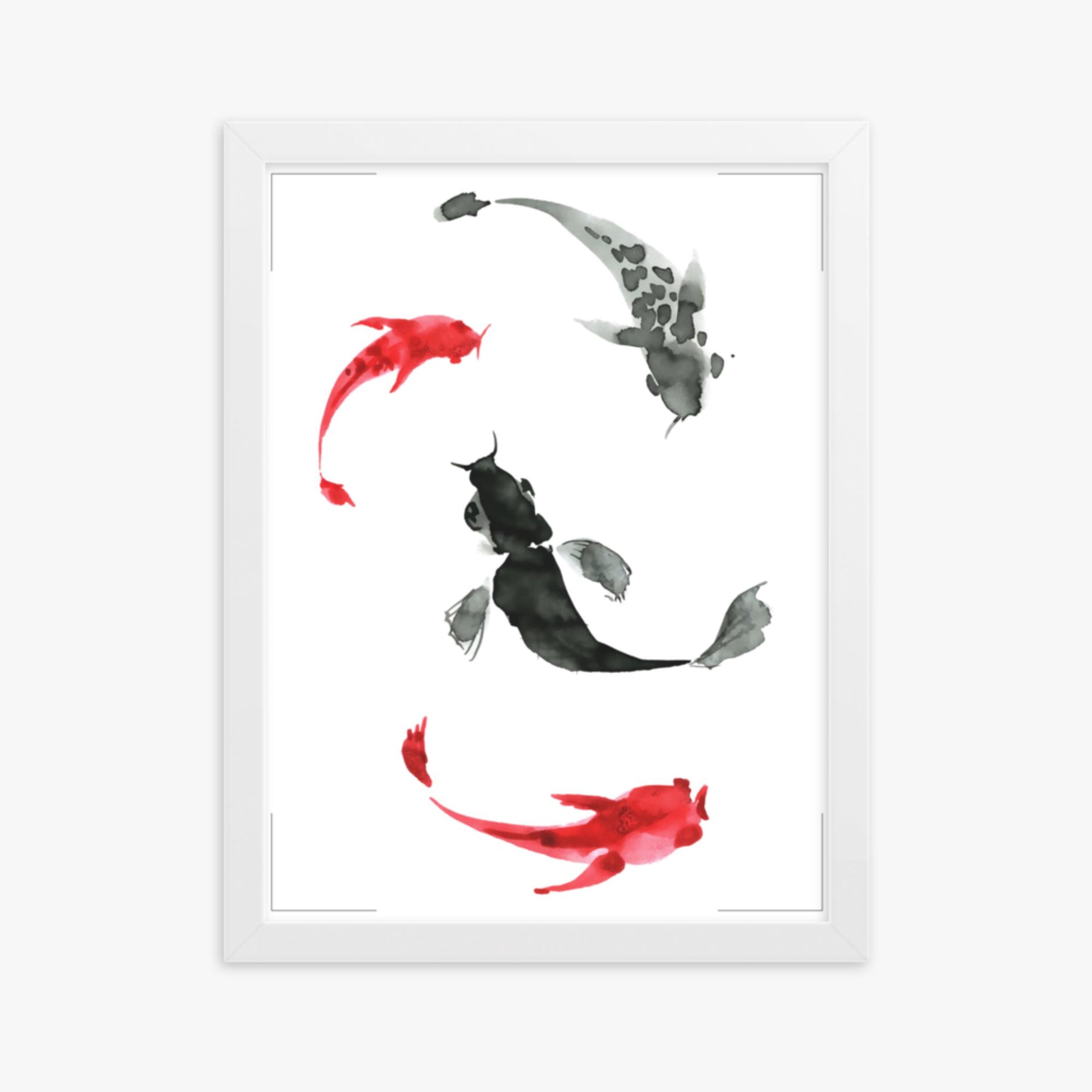 Modern illustration: Koi Circling 30x40 cm Poster With White Frame Frame