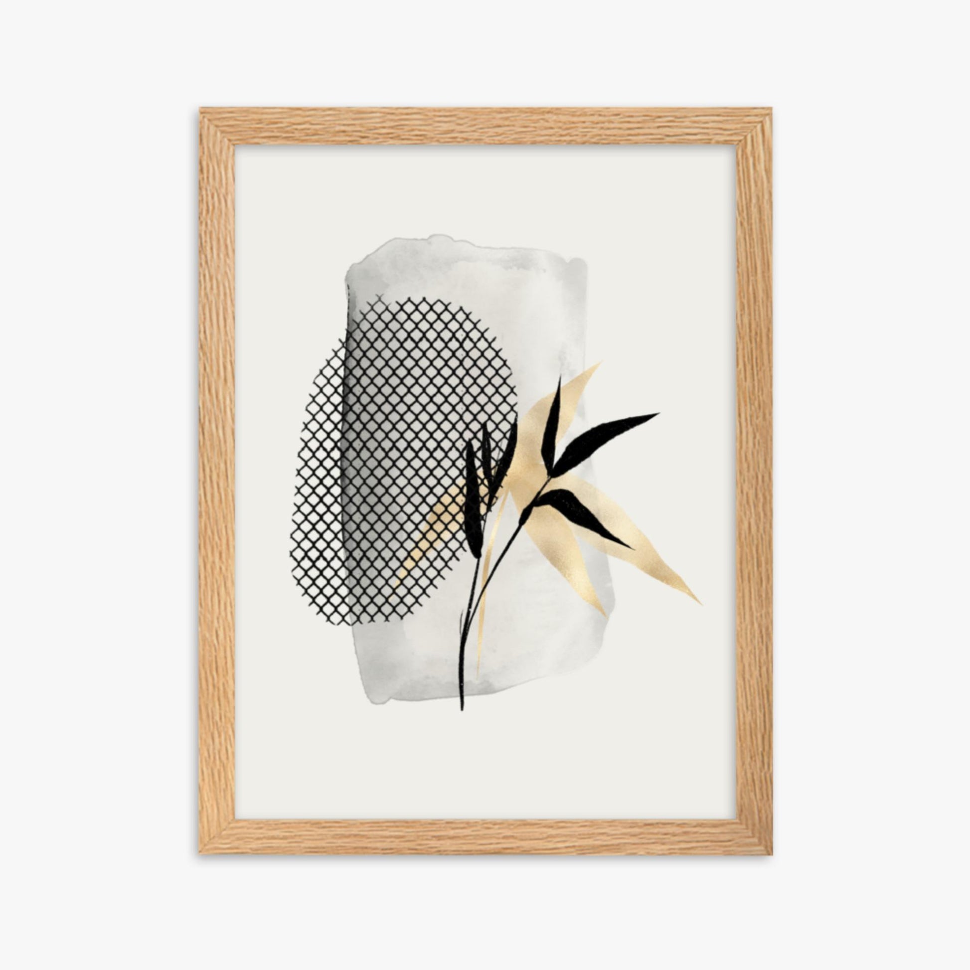 Modern illustration: Leaves 30x40 cm Poster With Oak Frame Frame