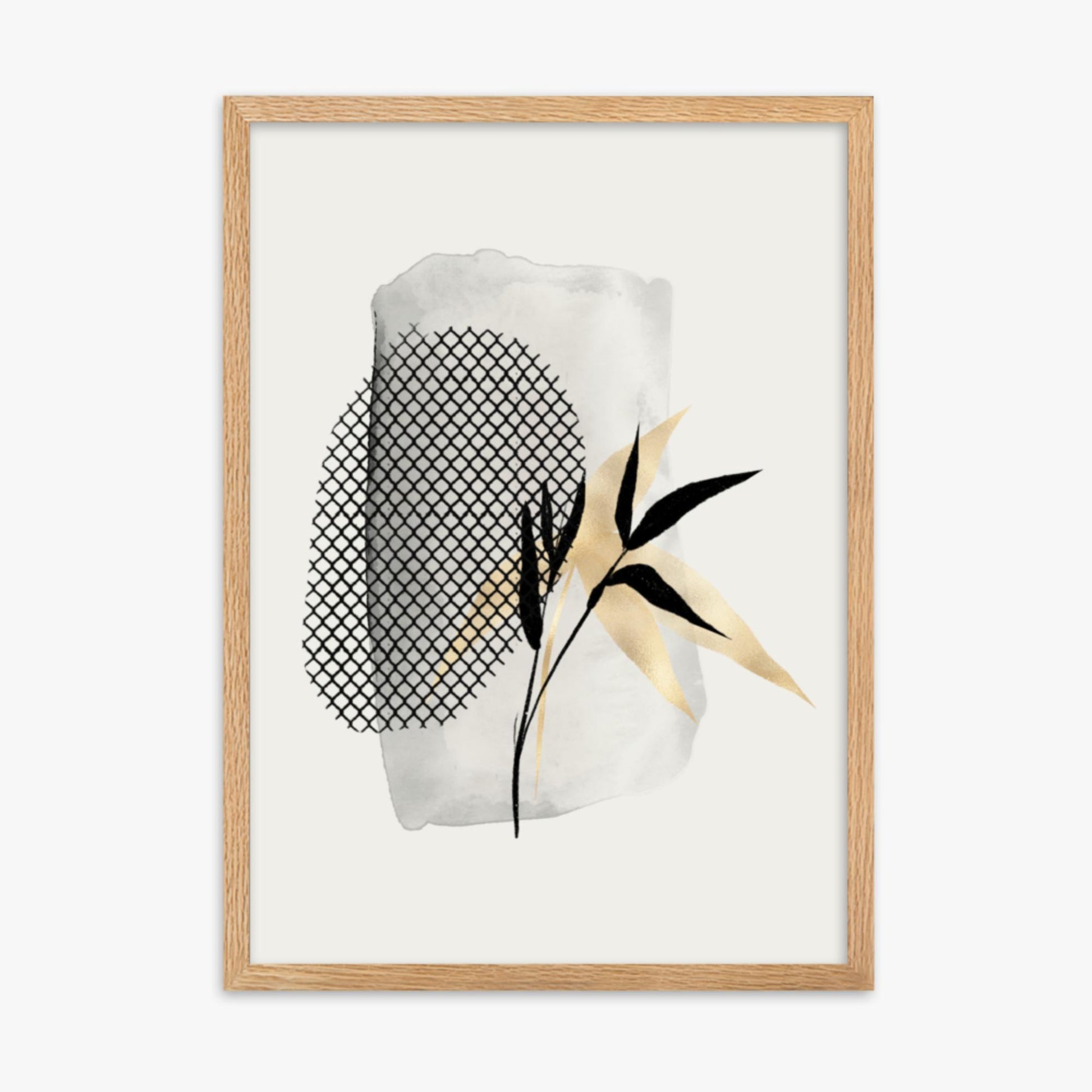 Modern illustration: Leaves 50x70 cm Poster With Oak Frame Frame