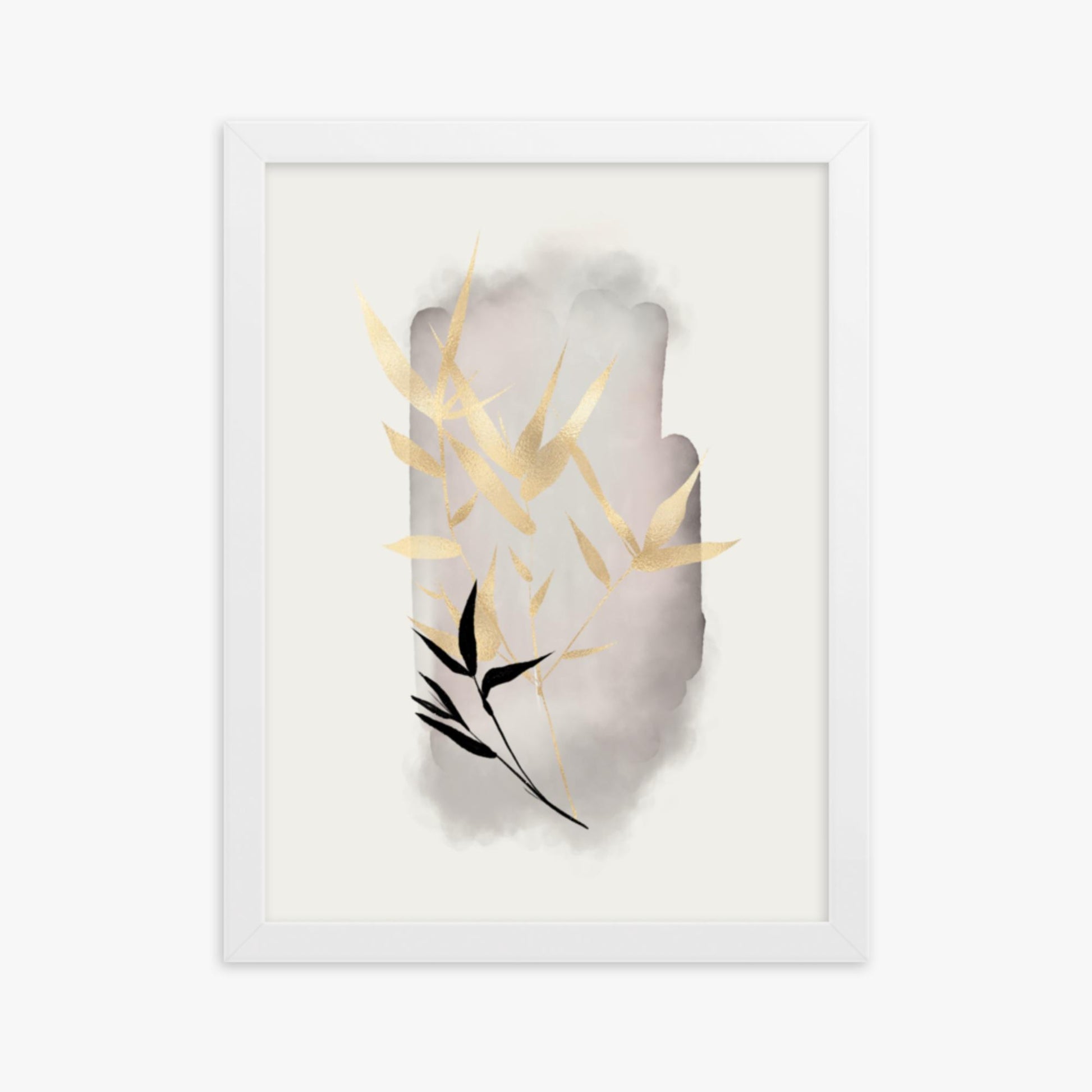 Modern illustration: Gold and Black 30x40 cm Poster With White Frame Frame