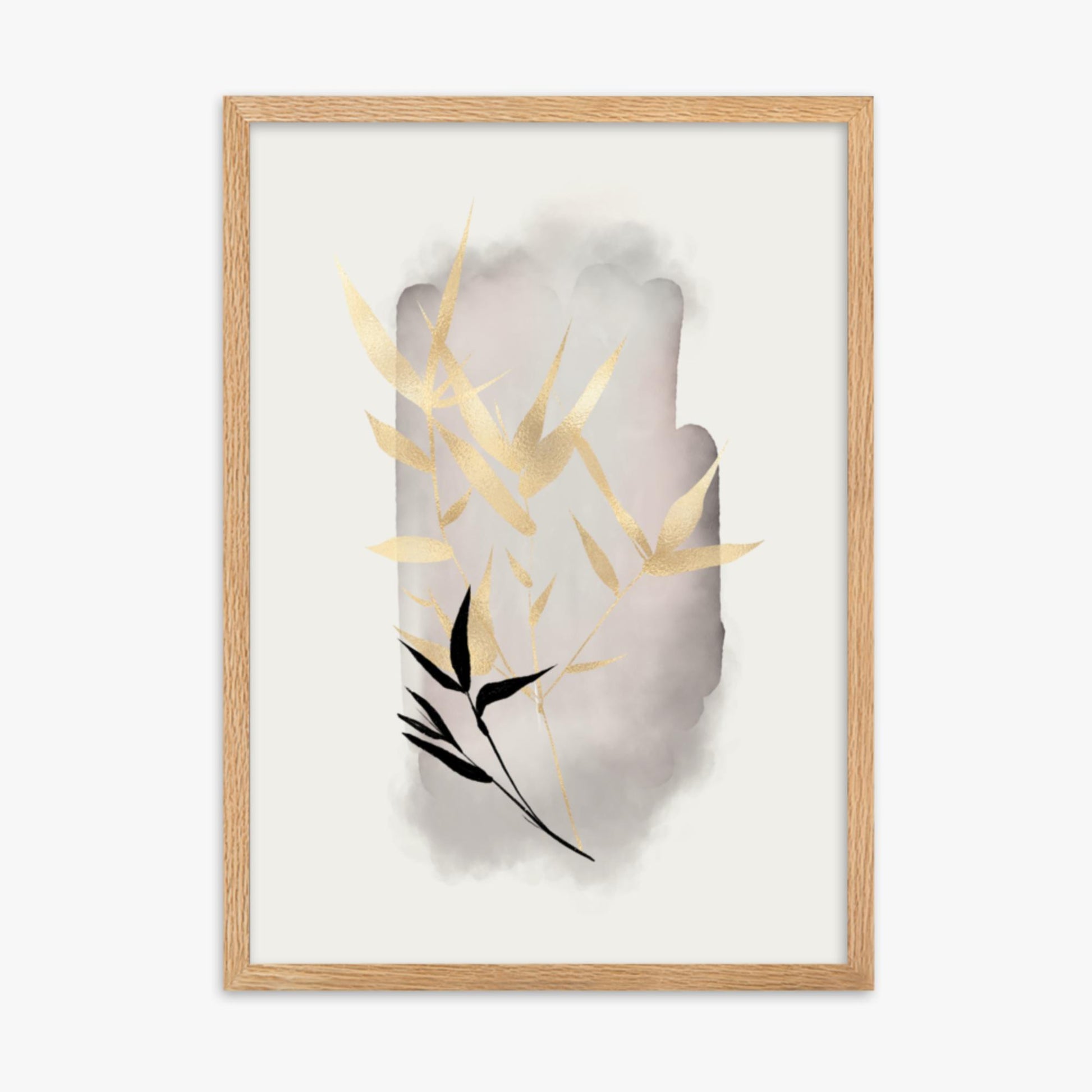 Modern illustration: Gold and Black 50x70 cm Poster With Oak Frame Frame