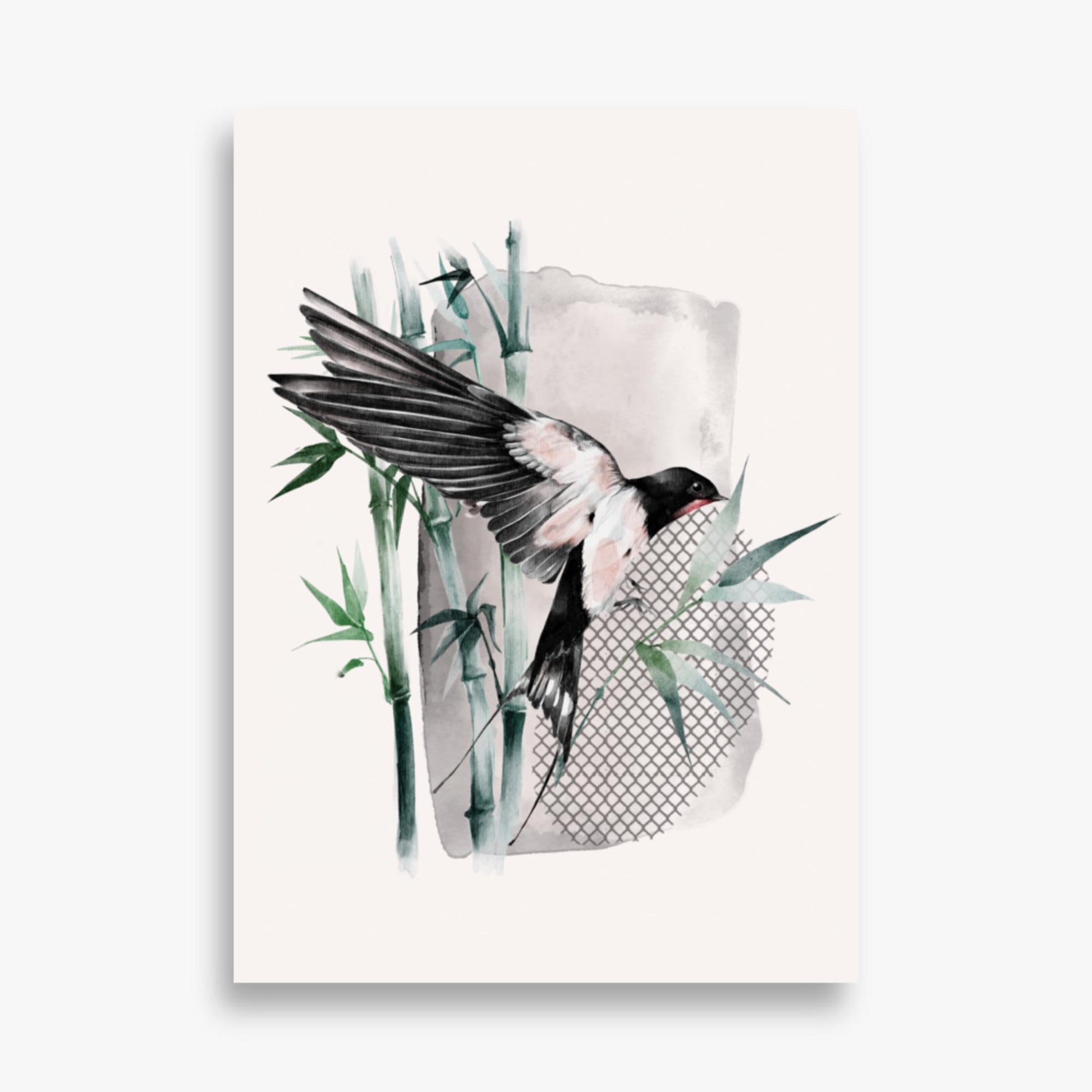 Modern illustration: Bird on Bamboo 50x70 cm Poster