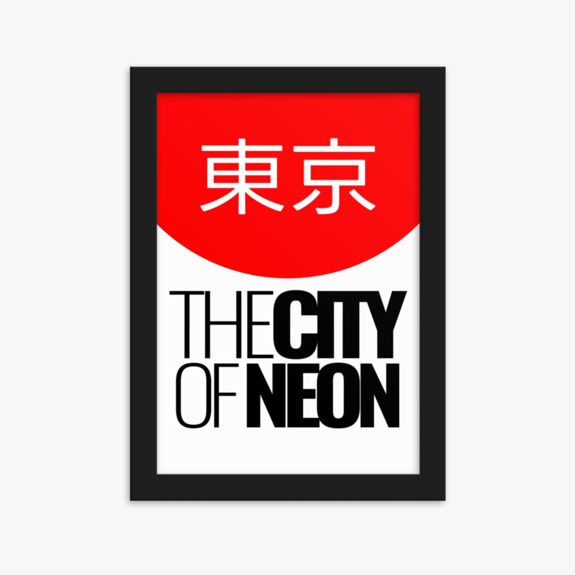 Modern illustration: The City of Neon 21x30 cm Poster With Black Frame Frame