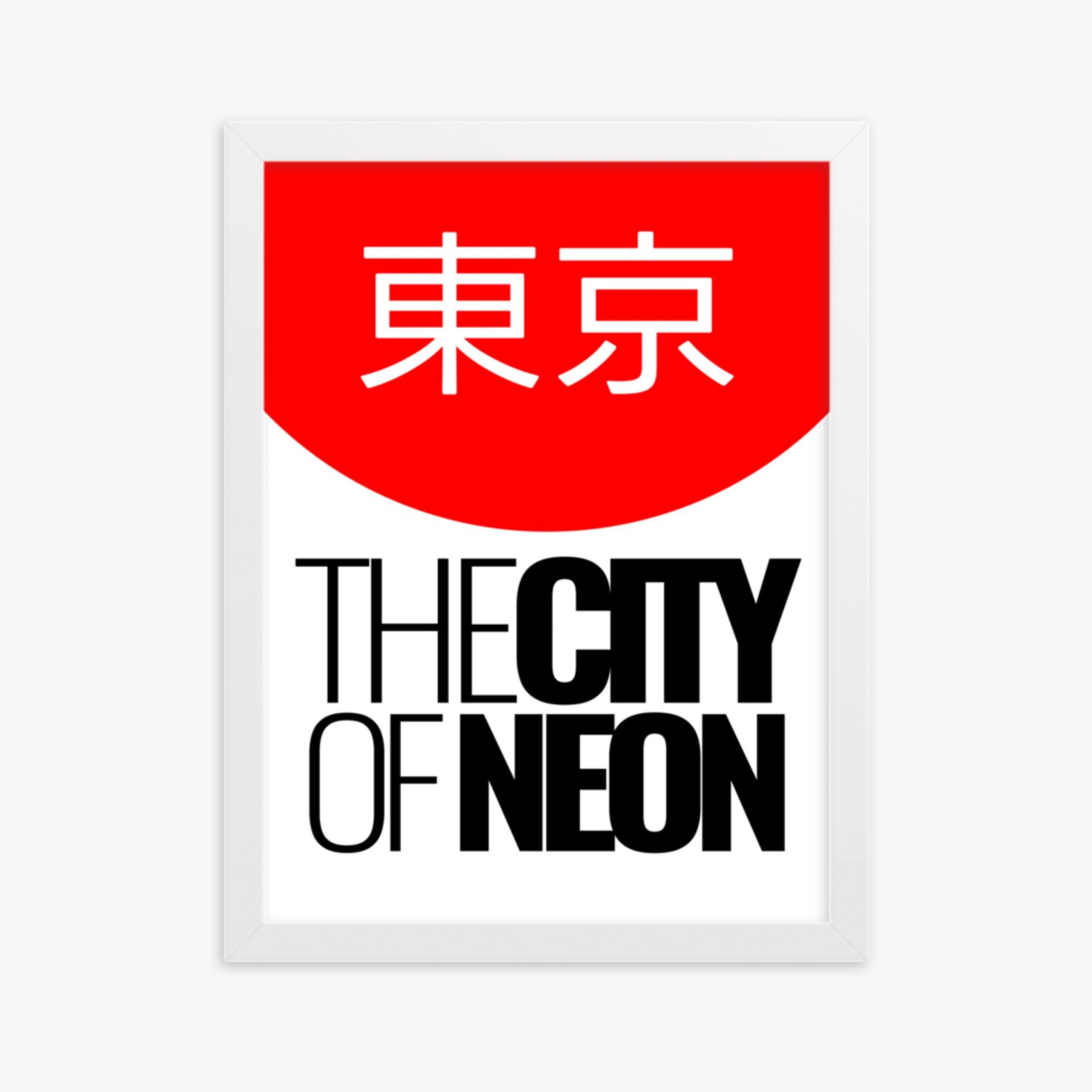 Modern illustration: The City of Neon 30x40 cm Poster With White Frame Frame