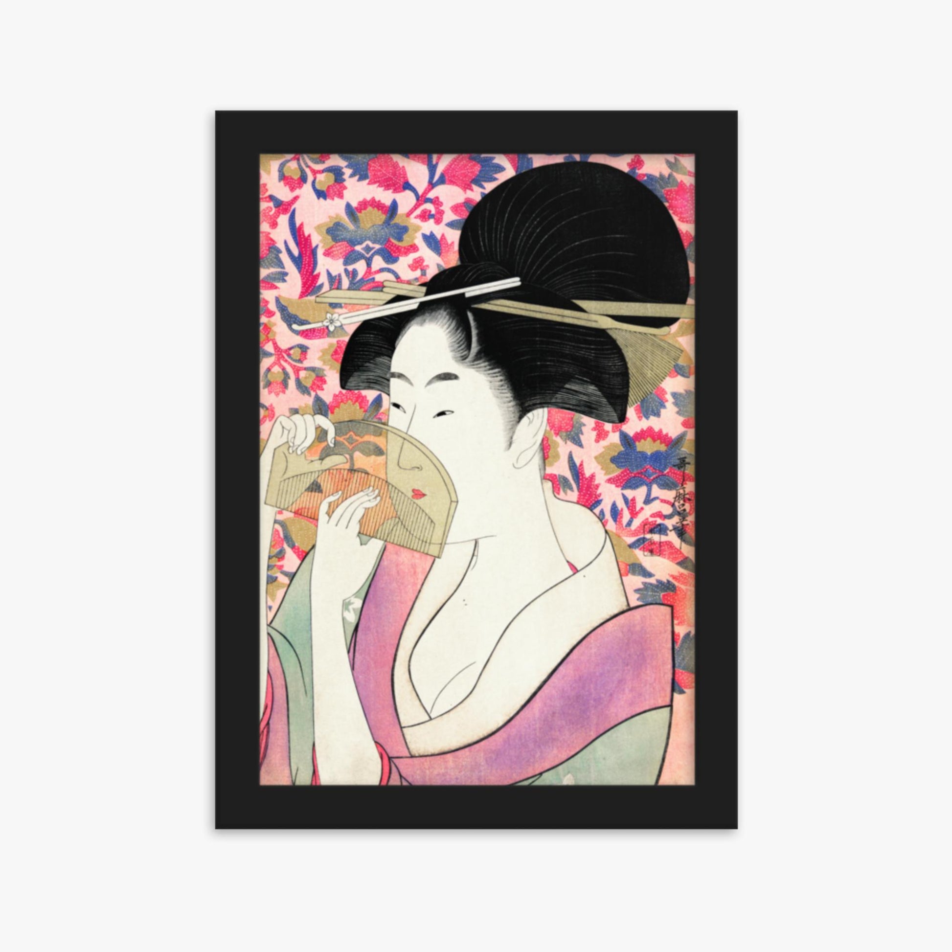 Utamaro Kitagawa - Kushi  21x30 cm Poster With Black Frame