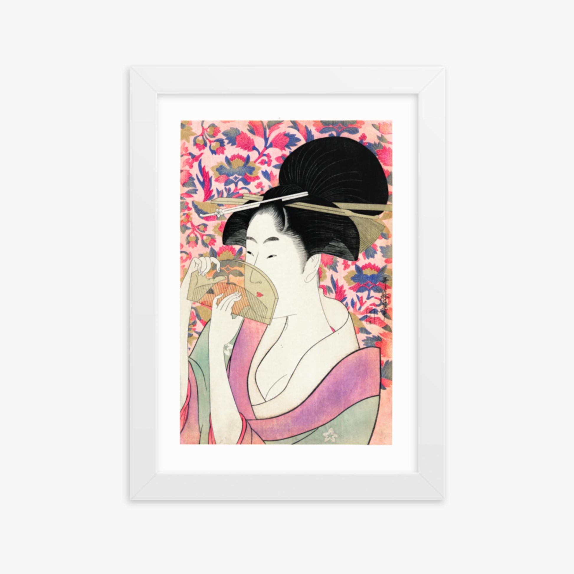 Utamaro Kitagawa - Kushi  21x30 cm Poster With White Frame