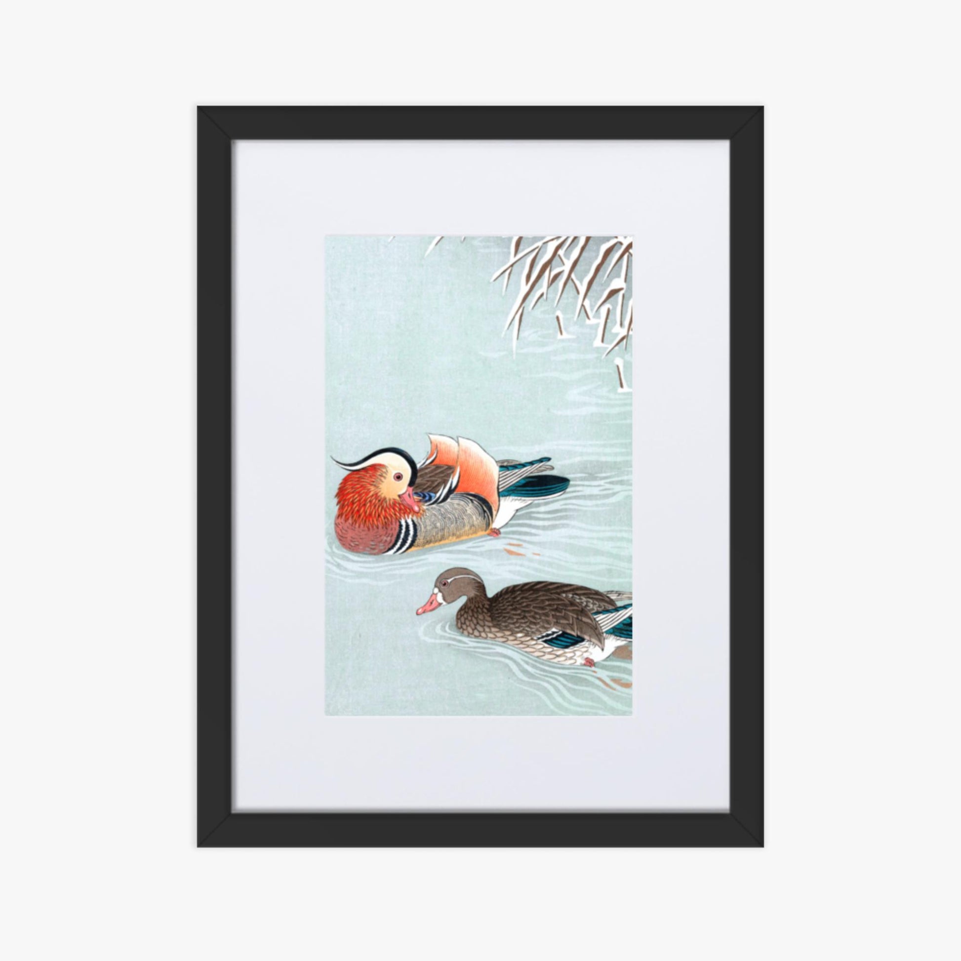 Ohara Koson - Mandarin Ducks 30x40 cm Poster With Black Frame