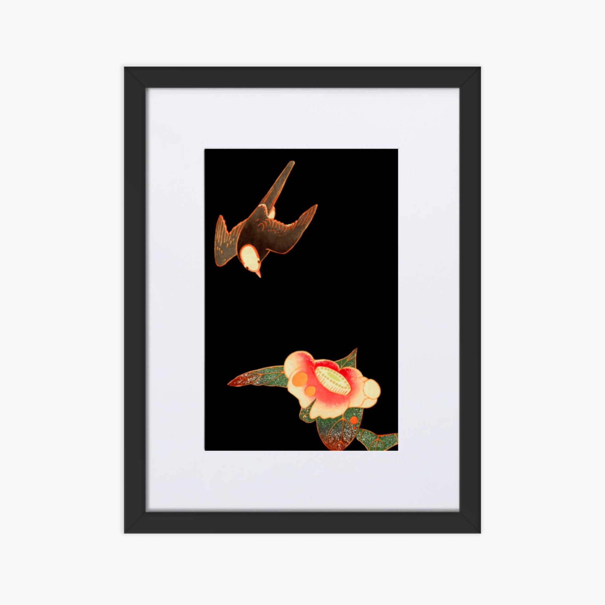 Ito Jakuchu - Swallow and Camellia 30x40 cm Poster With Black Frame