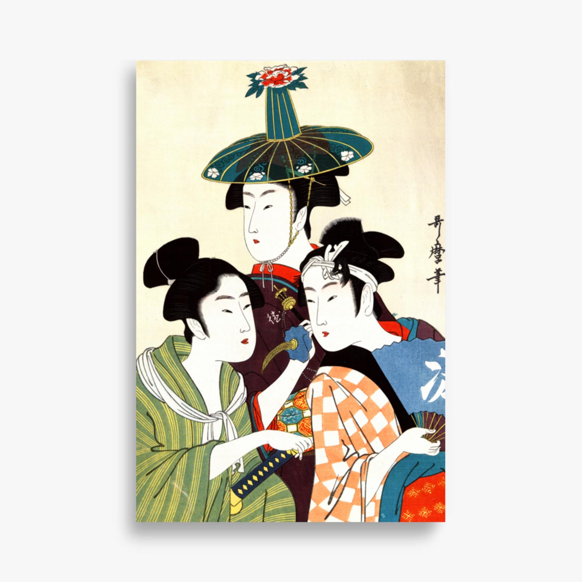 Utamaro Kitagawa - Three Young Men or Women  61x91 cm Poster