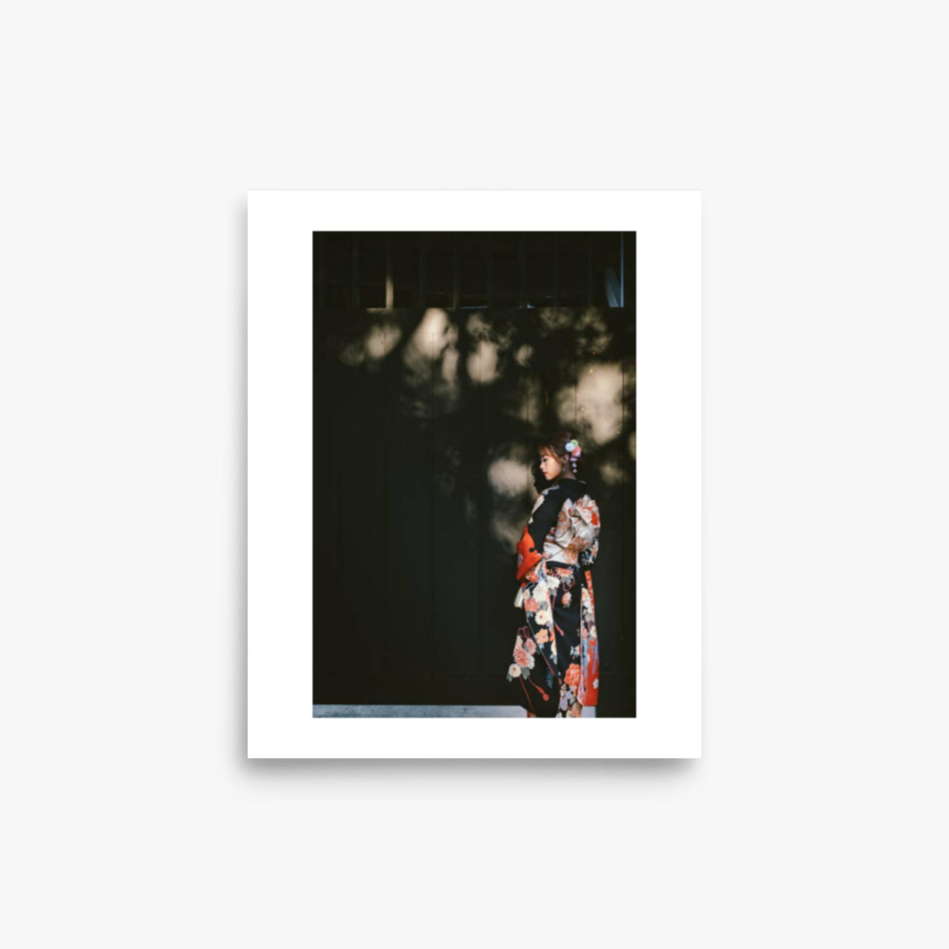 Portrait of beautiful woman in traditional Kimono walking in the street in Kyoto, Japan 8x10 in Poster