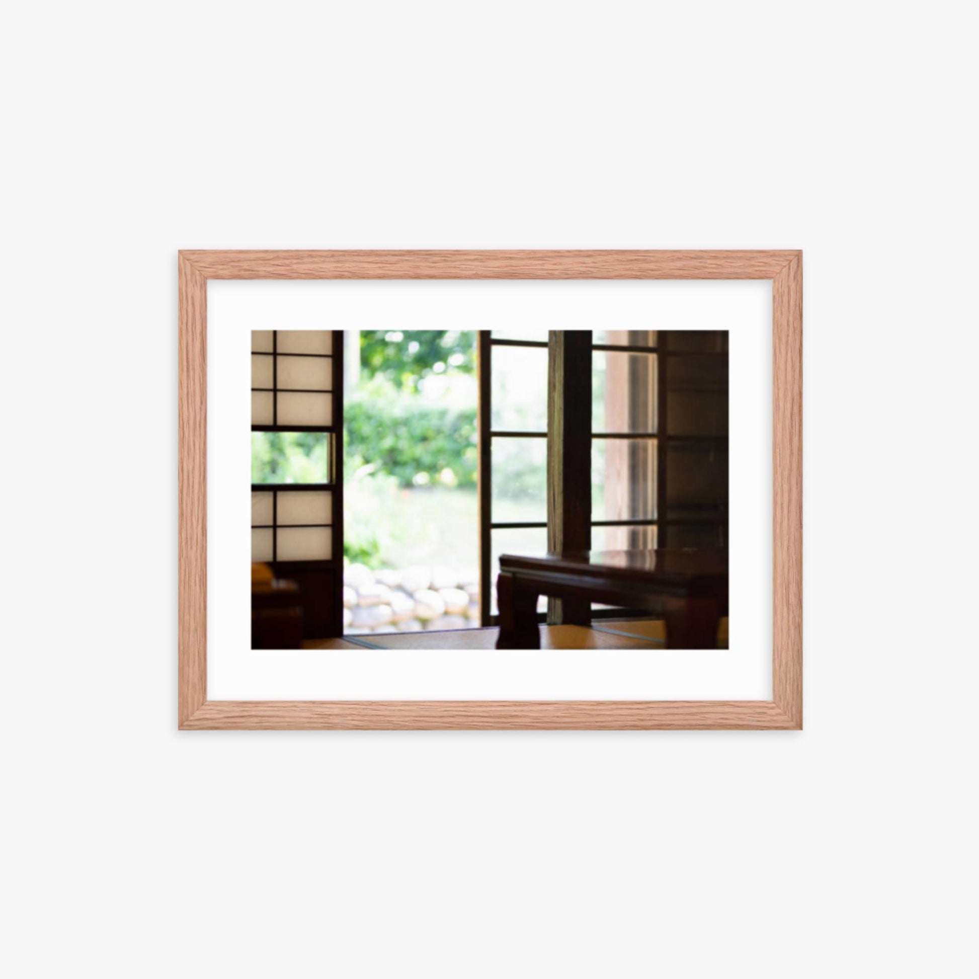 The edge and the garden seen from the Japanese room 12x16 in Poster With Oak Frame