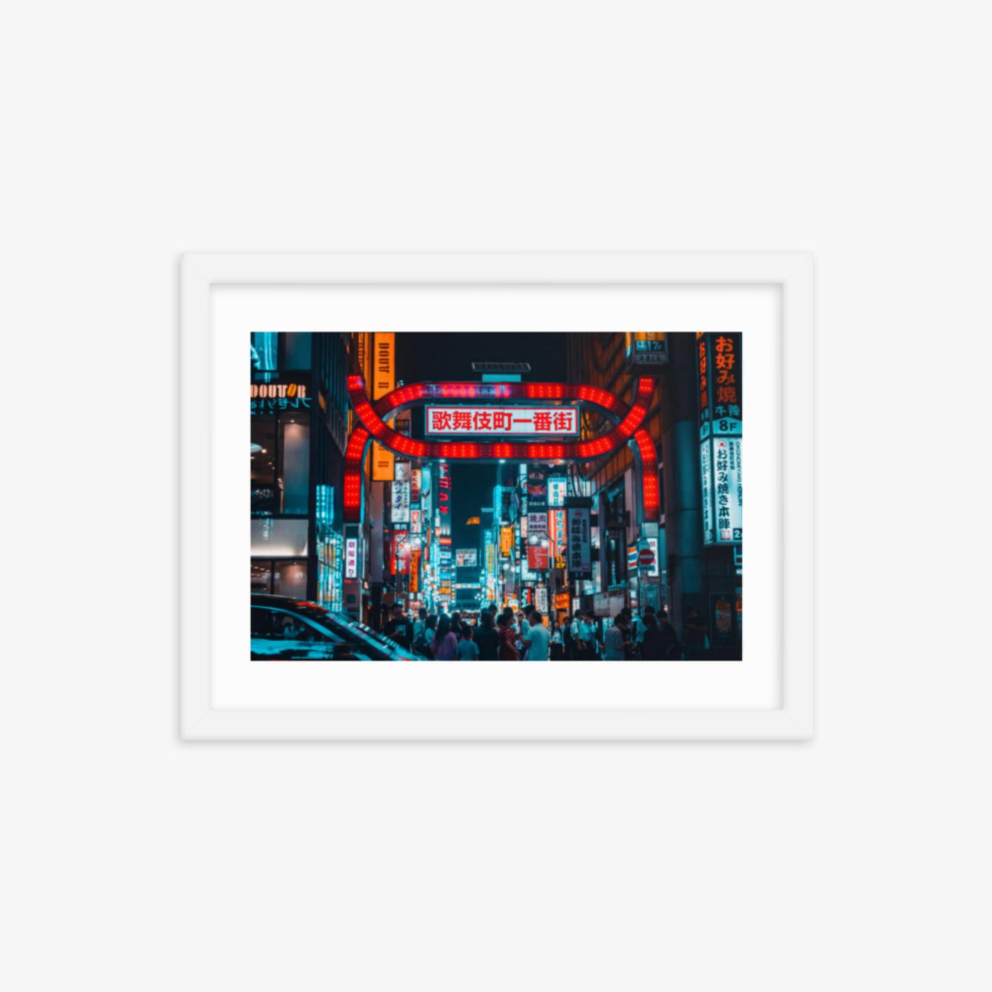 Kabukicho, Shinjuku at night 12x16 in Poster With White Frame