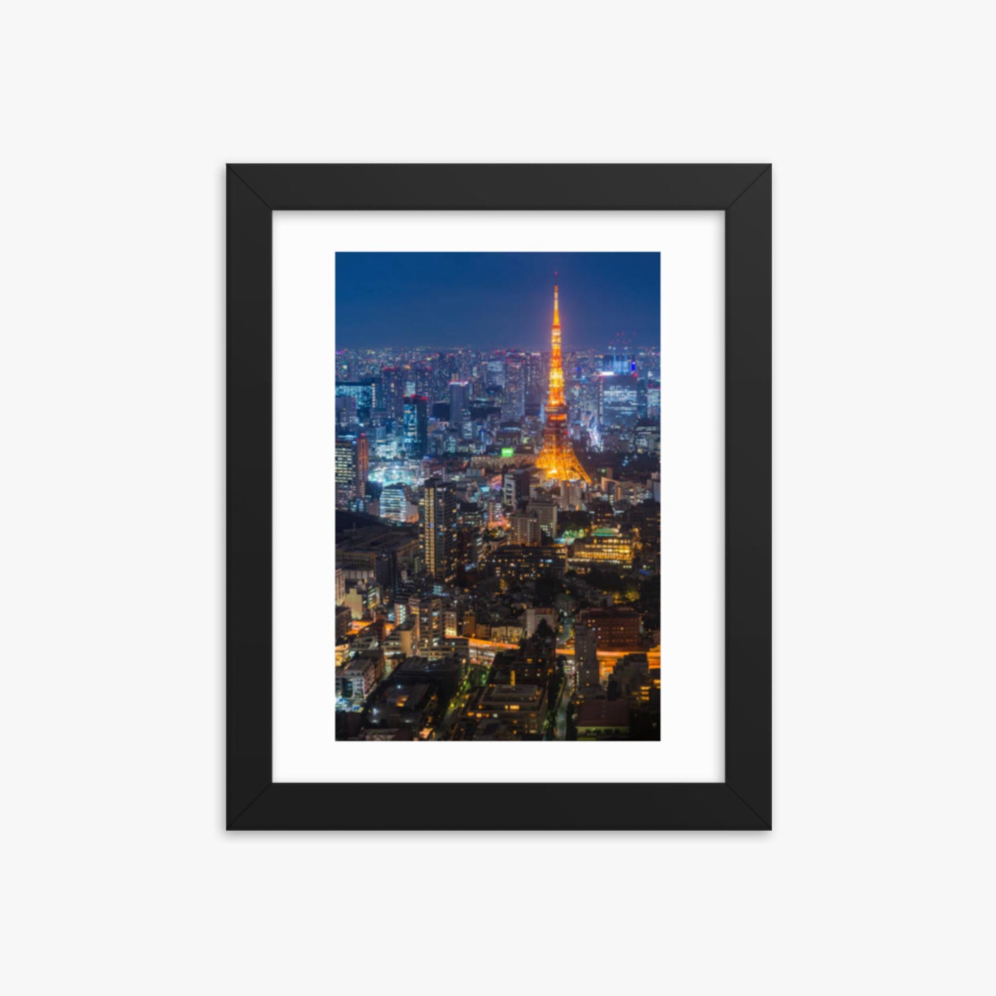 Tokyo Tower illuminated 8x10 in Poster With Black Frame