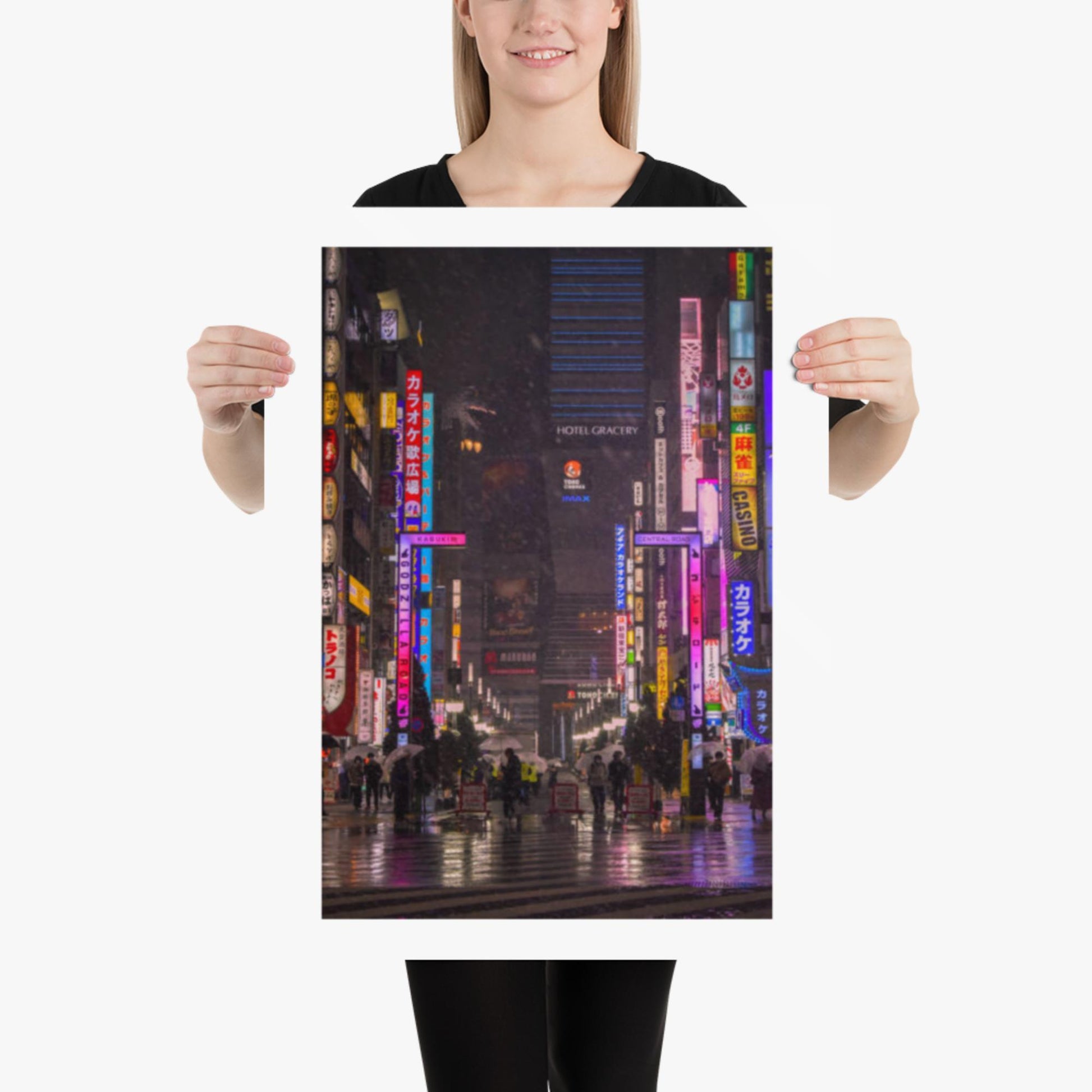 Snowy Shinjuku 18x24 in Poster