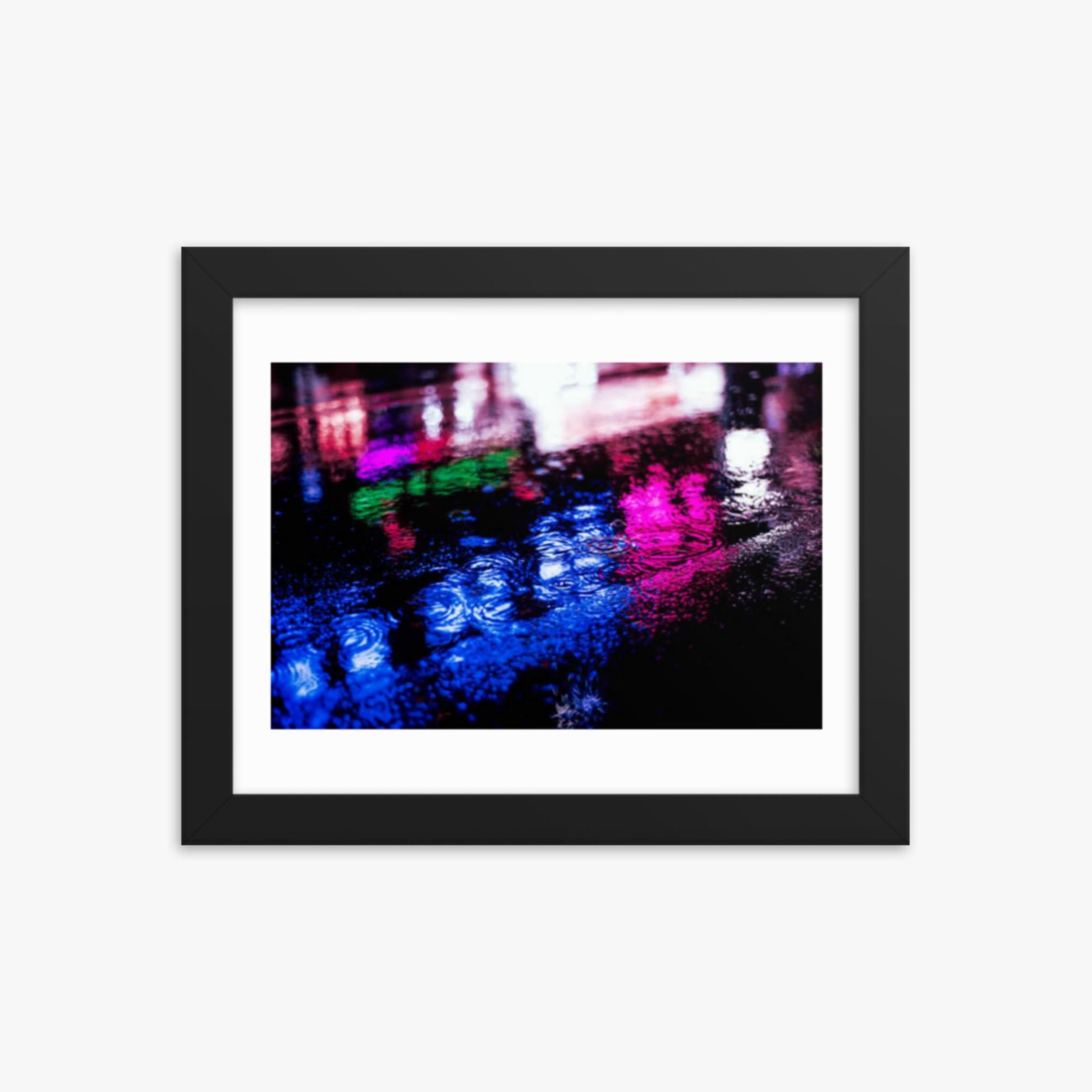 Rainy Night 8x10 in Poster With Black Frame