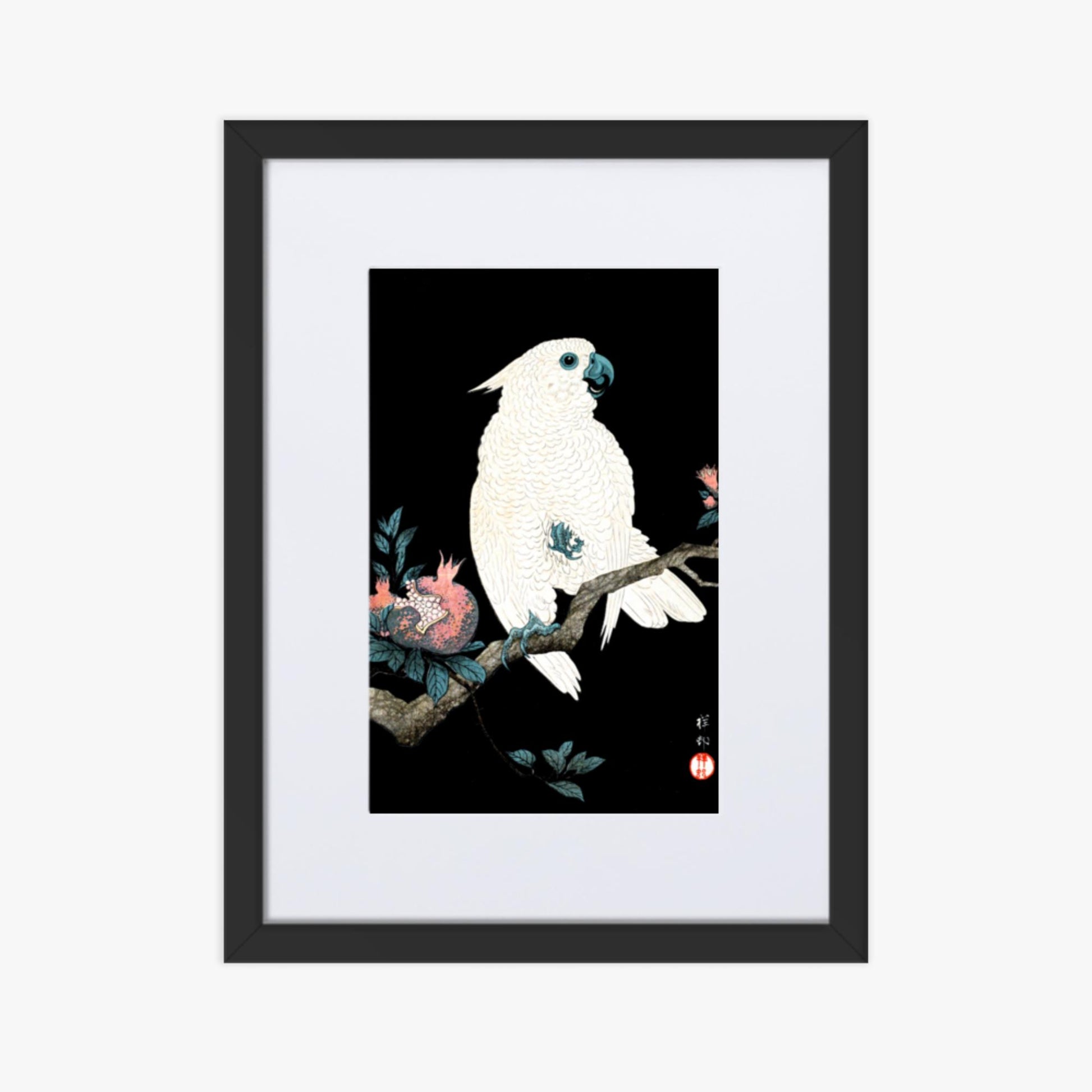 Ohara Koson - Cockatoo with Pomegranate 30x40 cm Poster With Black Frame